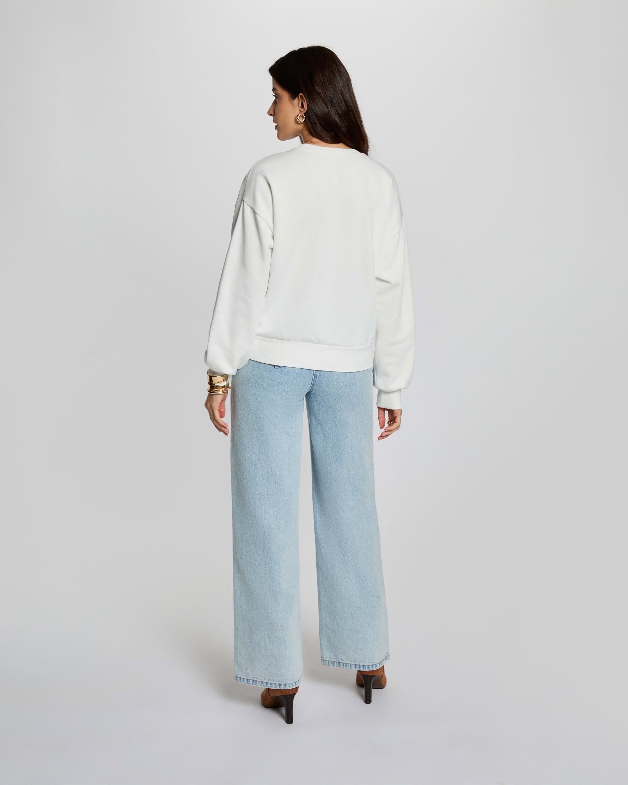 Sweatshirt de Malha Bordada Branco-3