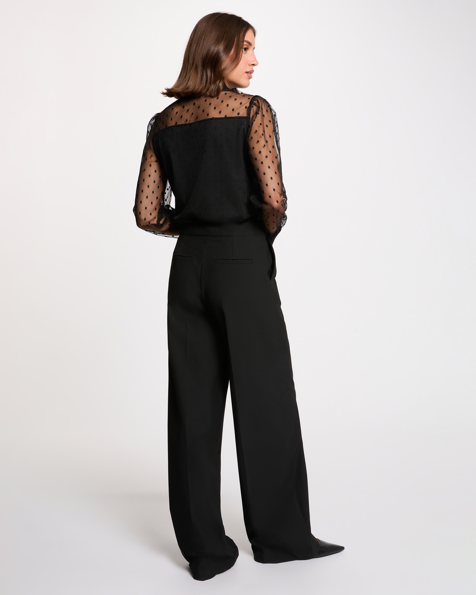 Blusa de Renda de Manga Comprida Preto-3