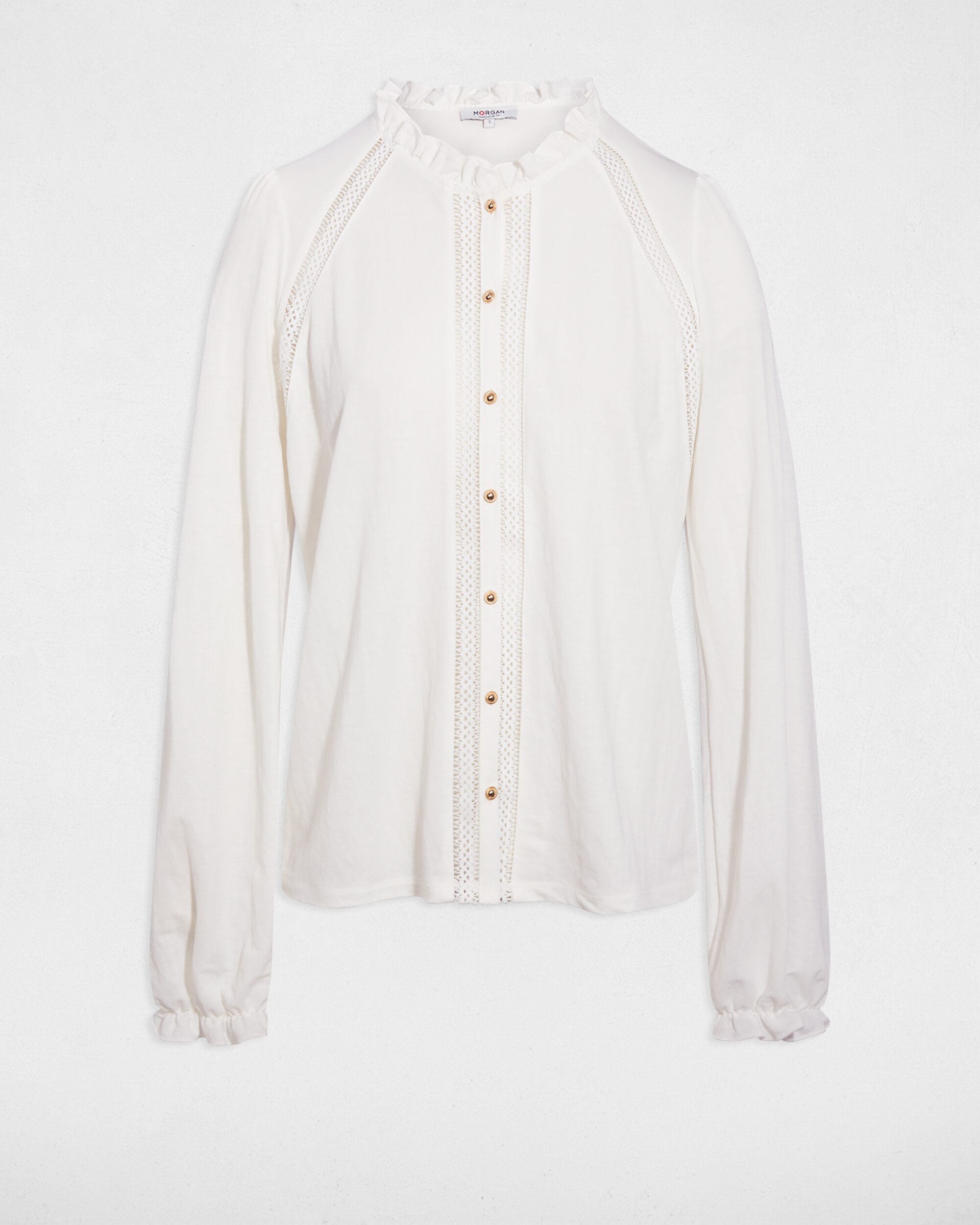 Blusa em Renda com Gola Alta Branco-2