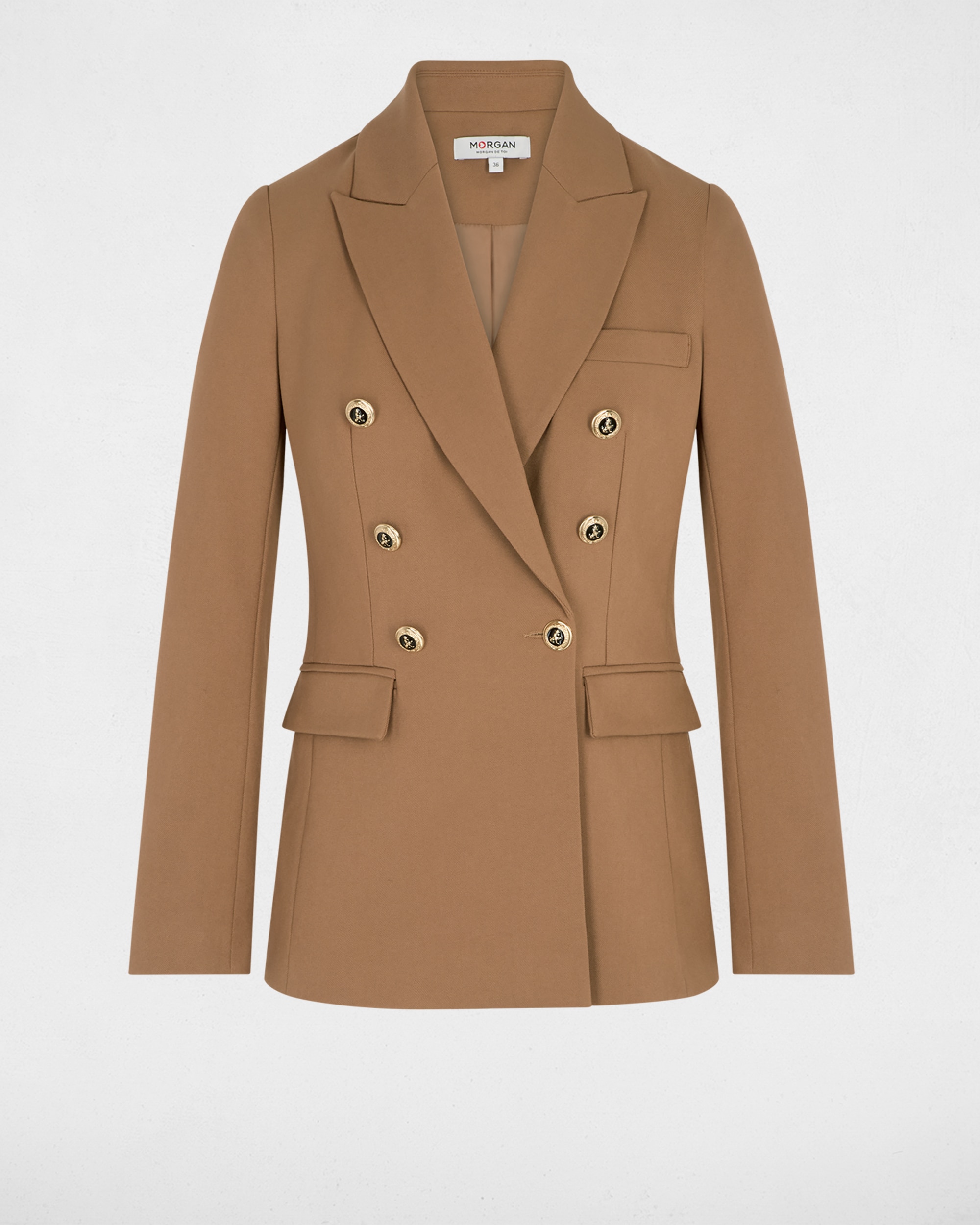 Blazer com Botões Duplos Castanho-2