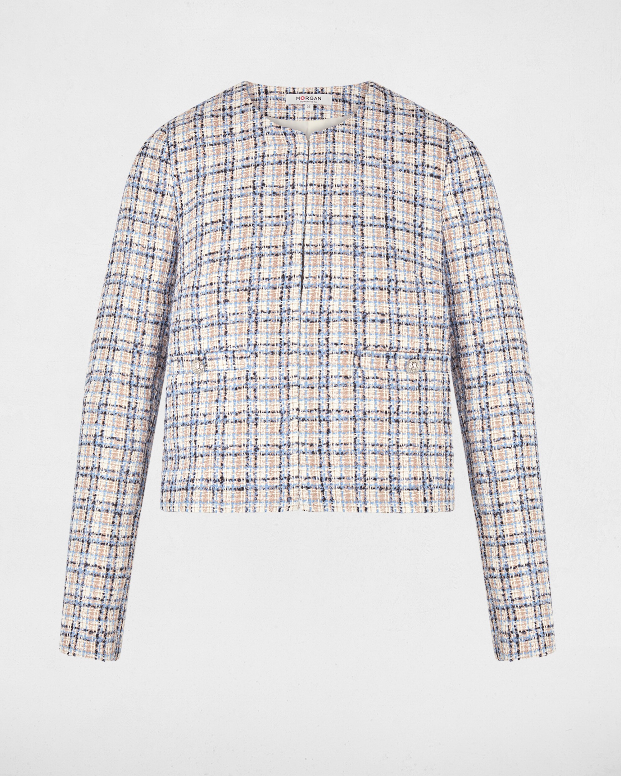 Casaco Ajustado de Tweed Multicolor-2