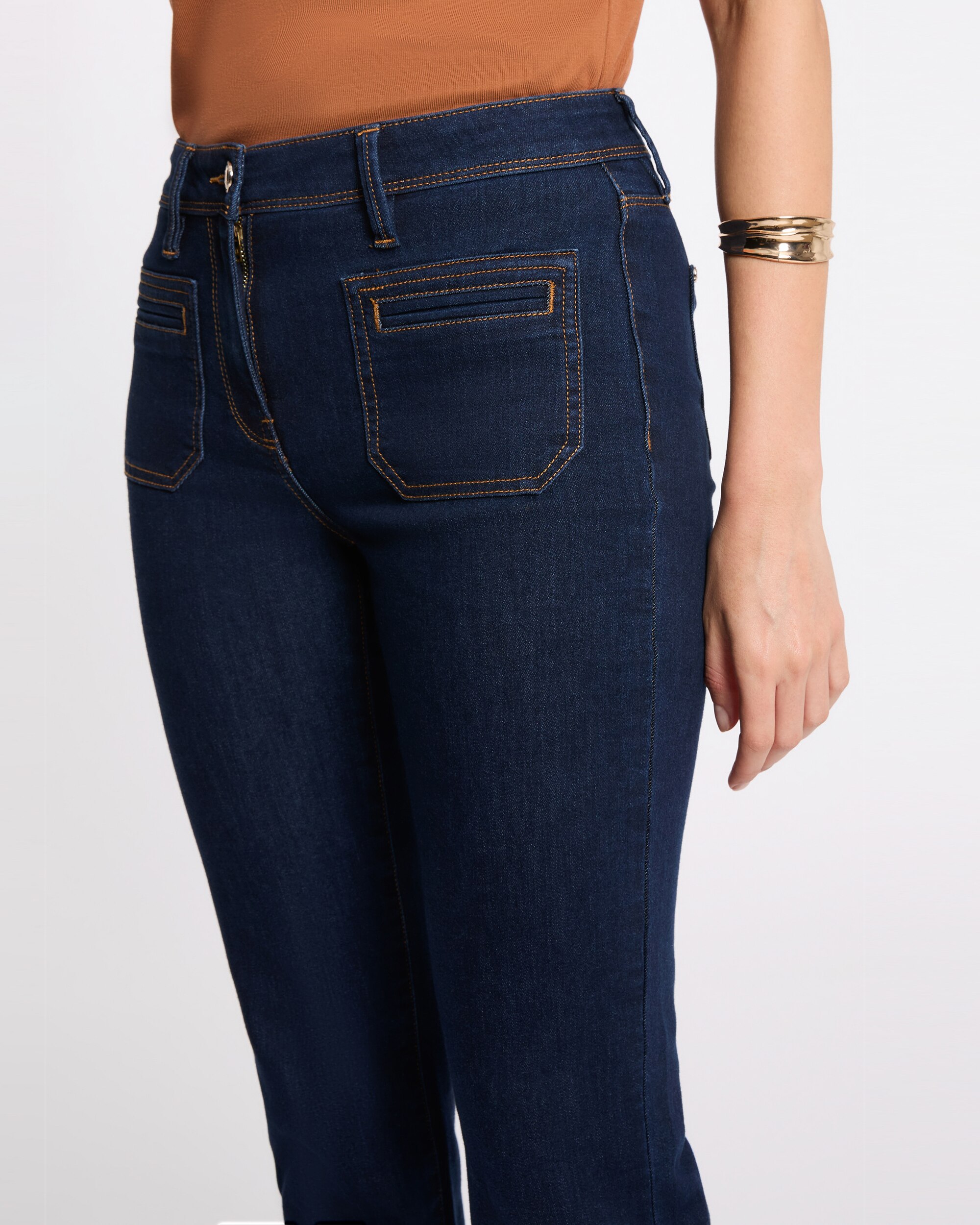 Jeans Bootcut de Cintura Subida Azul-escuro-5