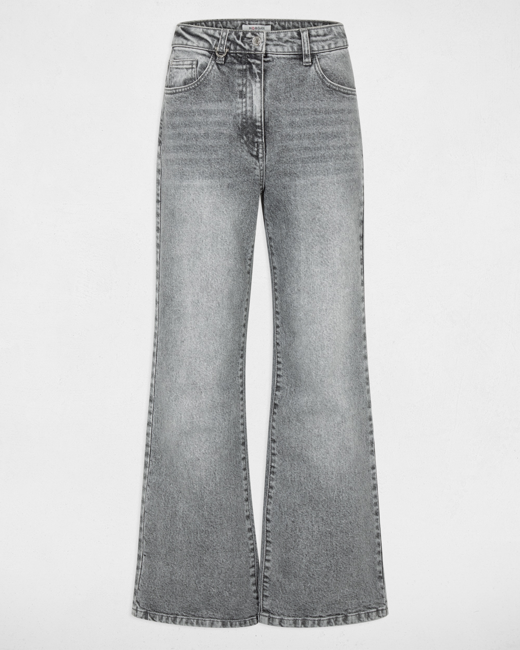 Jeans Largos de Cintura Subida Cinzento-2