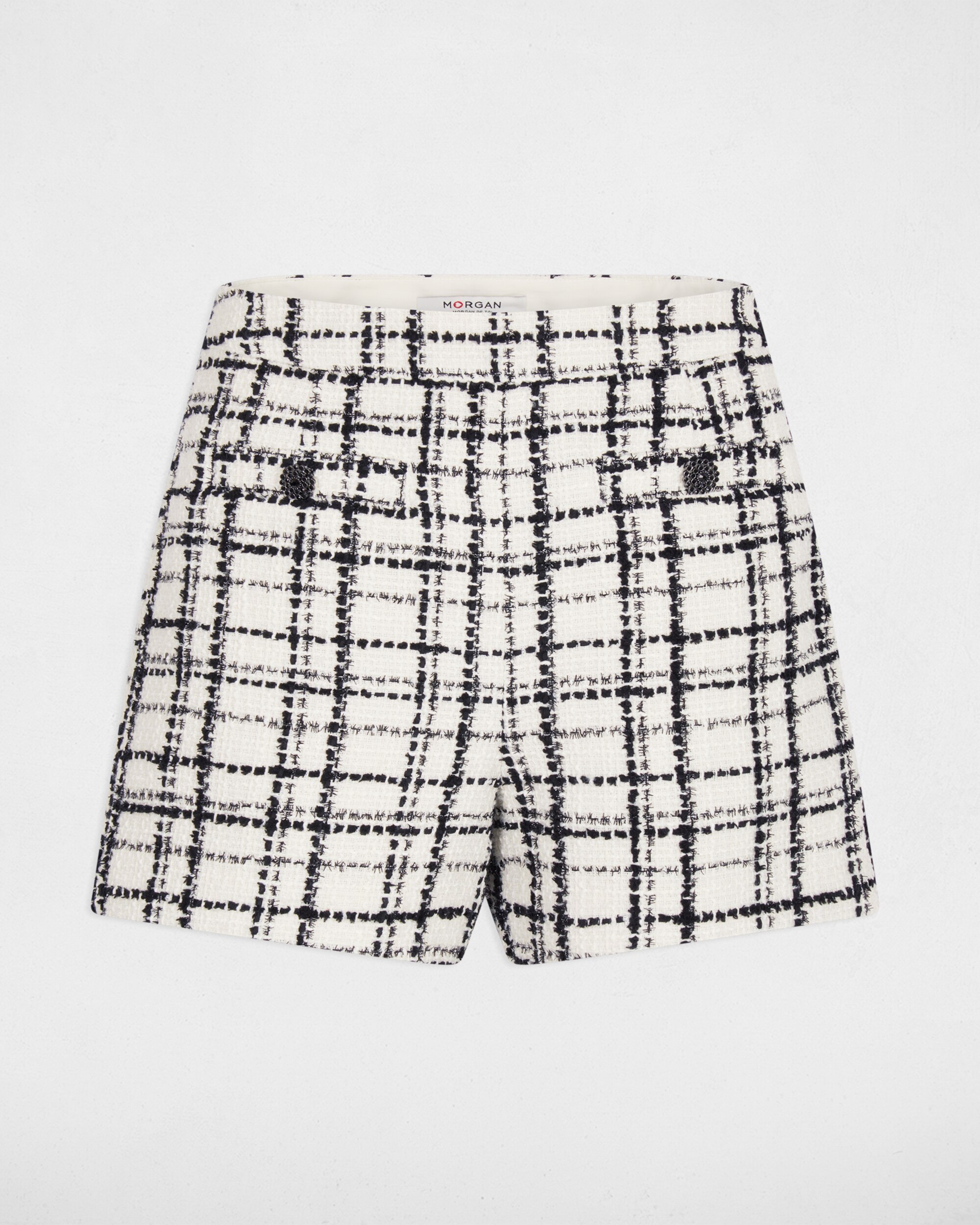 Shorts de Tweed de Cintura Subida Multicolor-2