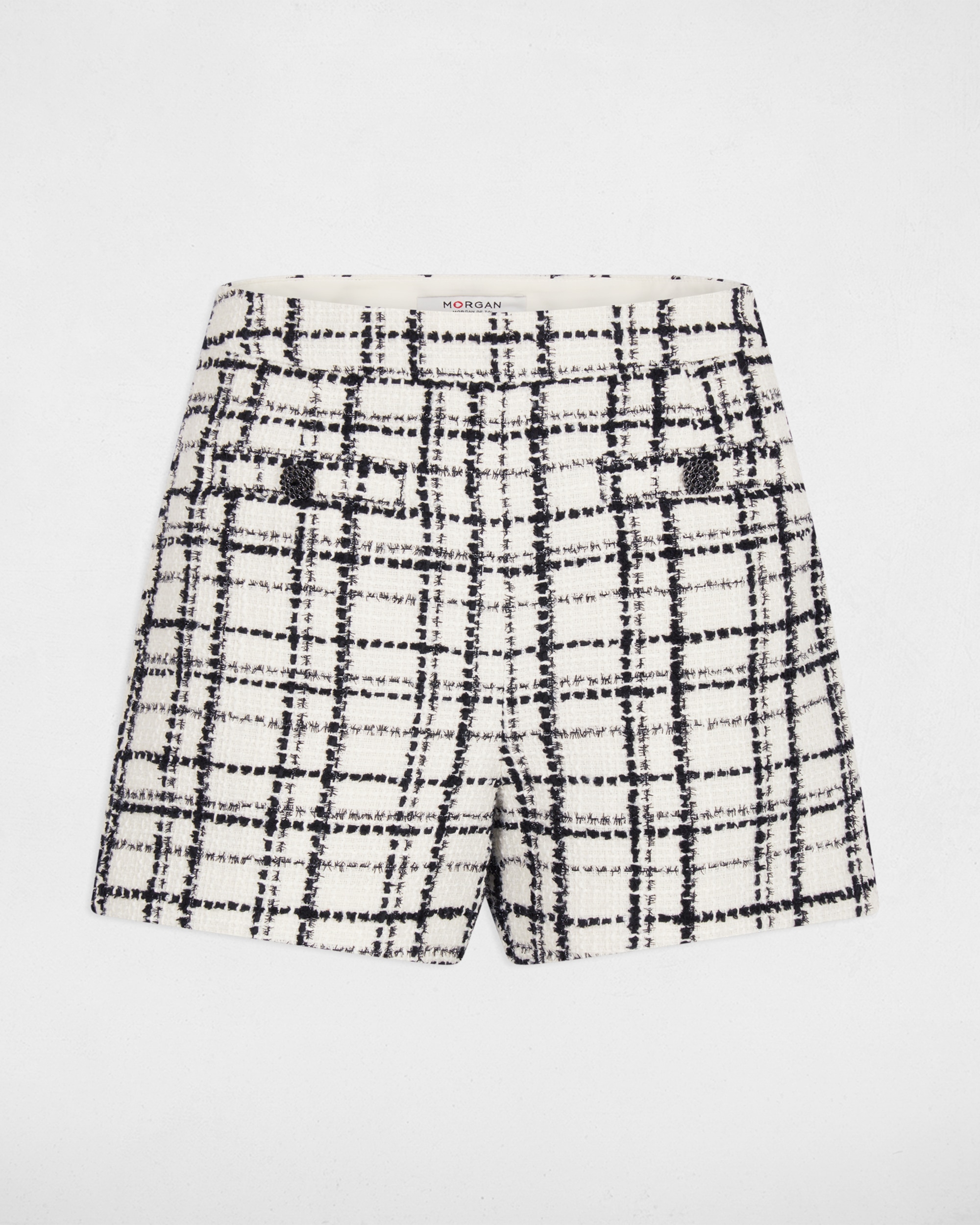 Shorts de Tweed de Cintura Subida Multicolor-2