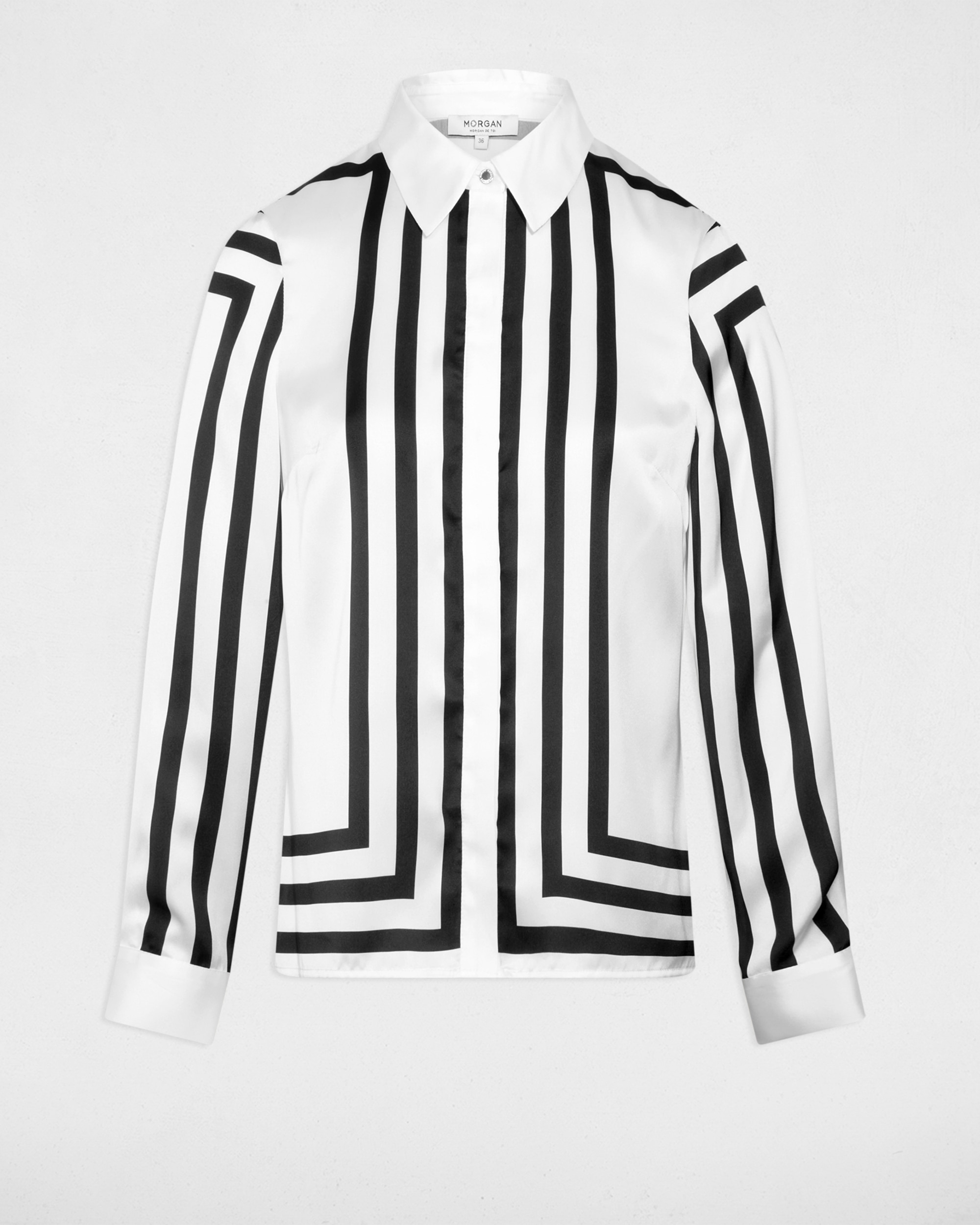 Camisa de Manga Comprida Às Riscas Branco-2