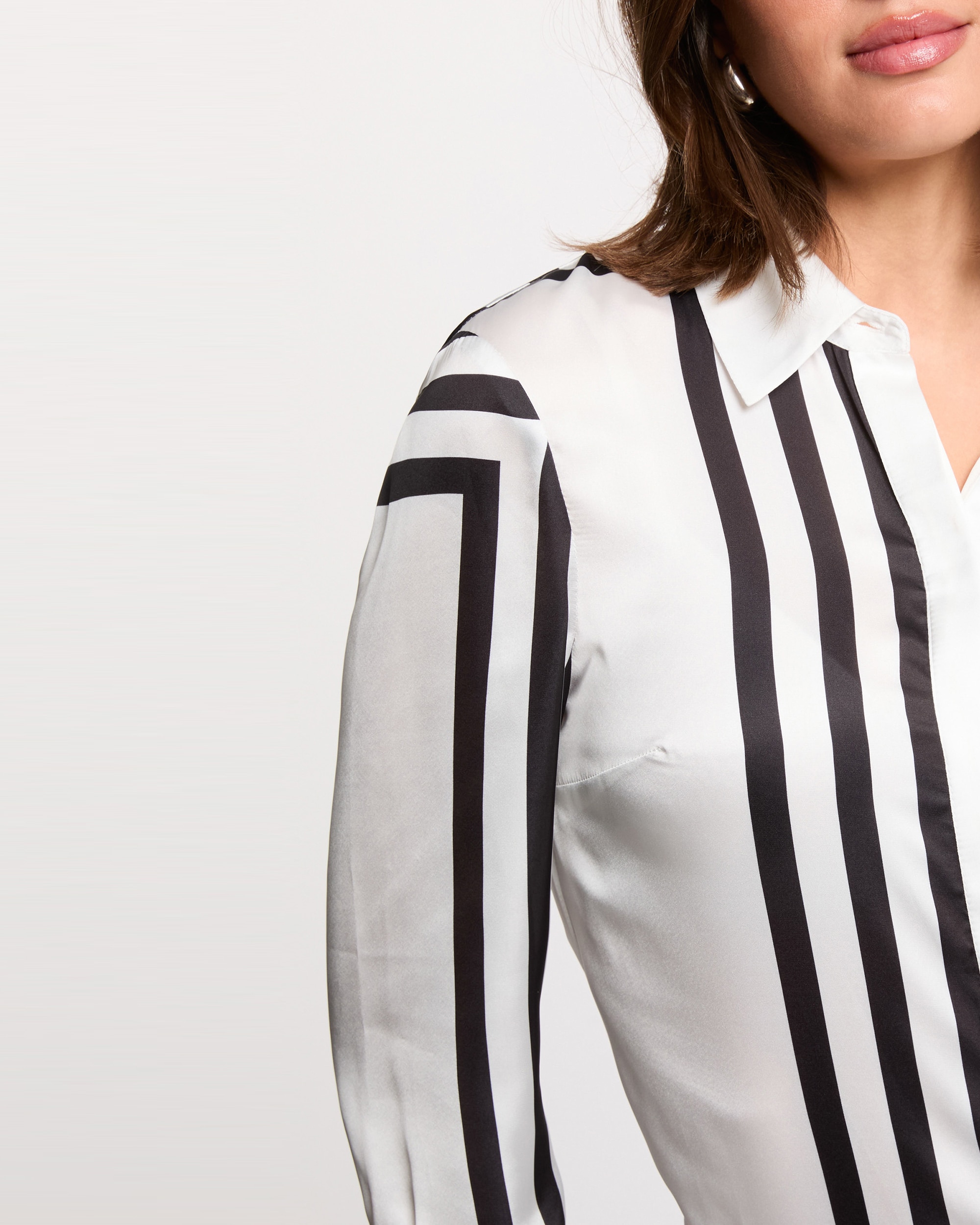 Camisa de Manga Comprida Às Riscas Branco-5