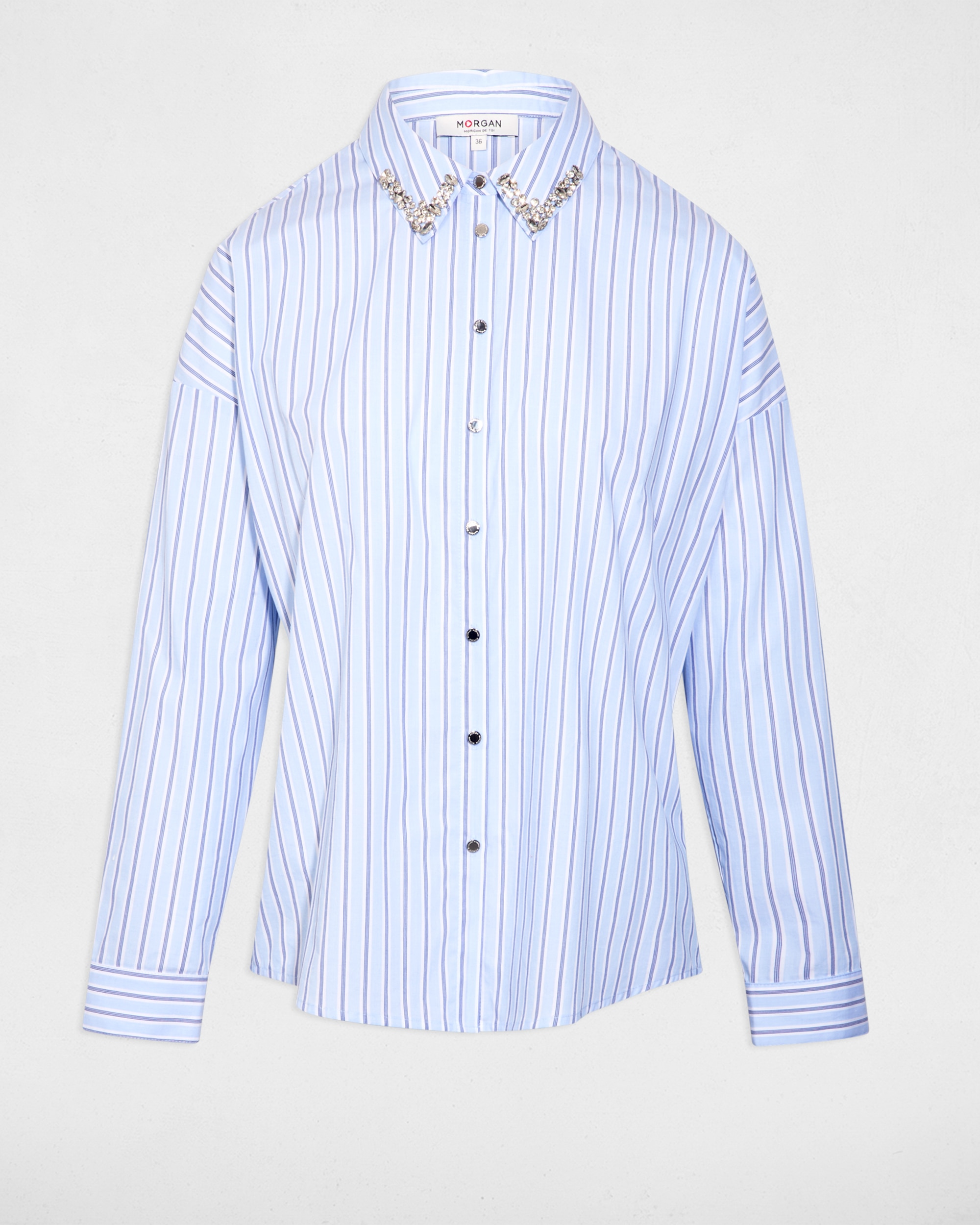 Camisa Oversize Às Riscas Azul-celeste-2