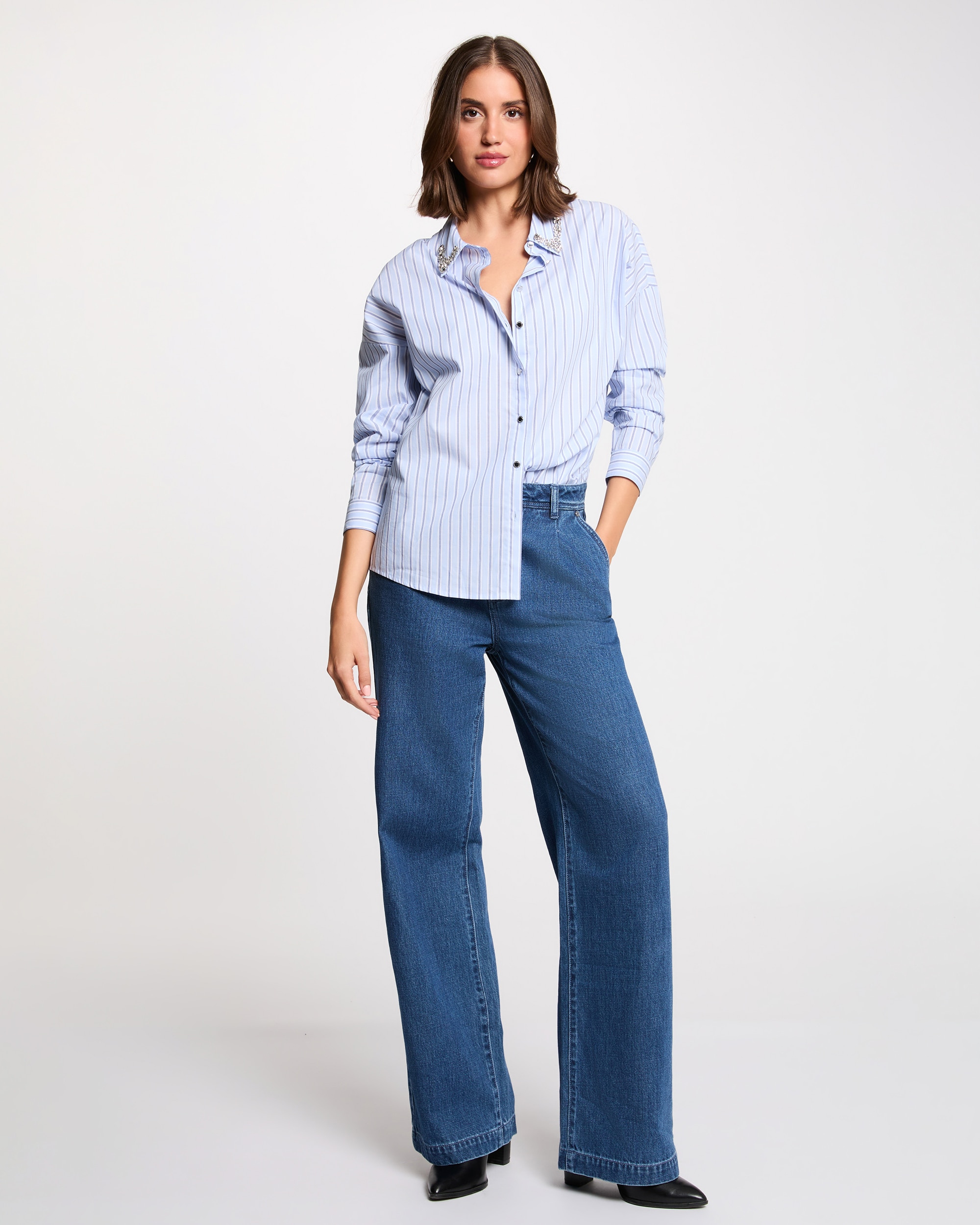 Camisa Oversize Às Riscas Azul-celeste-4
