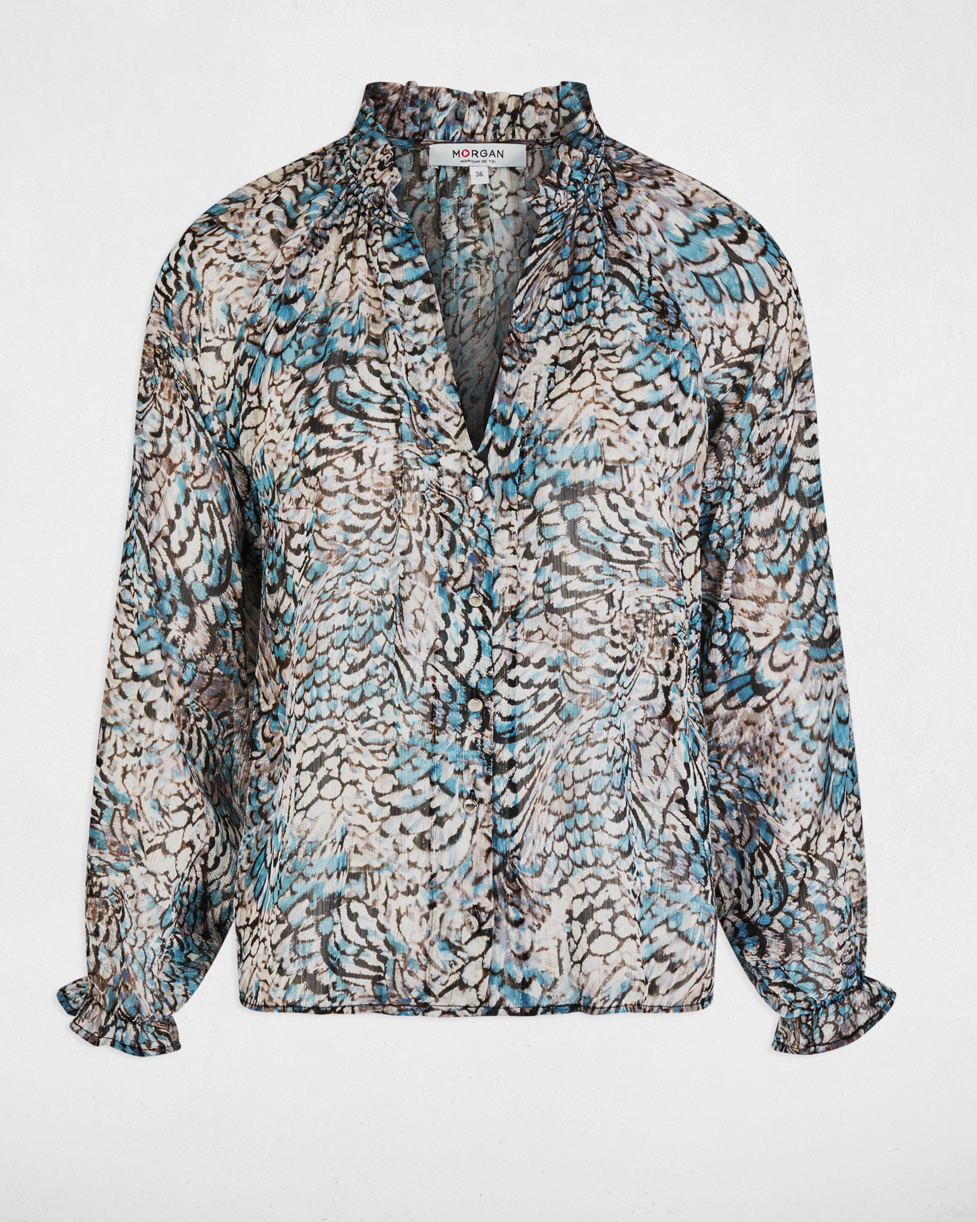 Camisa Estampada com Decote em V Multicolor-2
