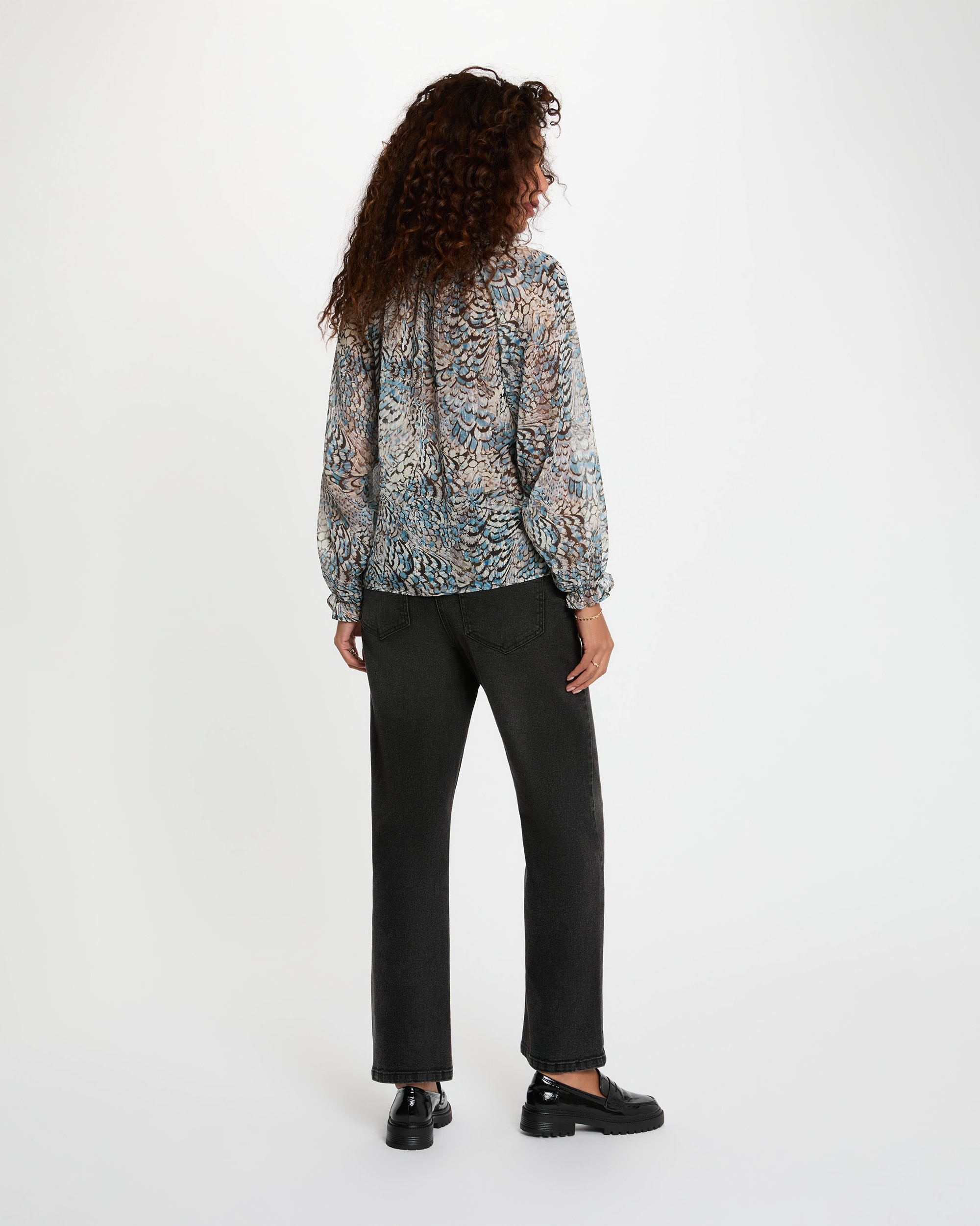 Camisa Estampada com Decote em V Multicolor-3