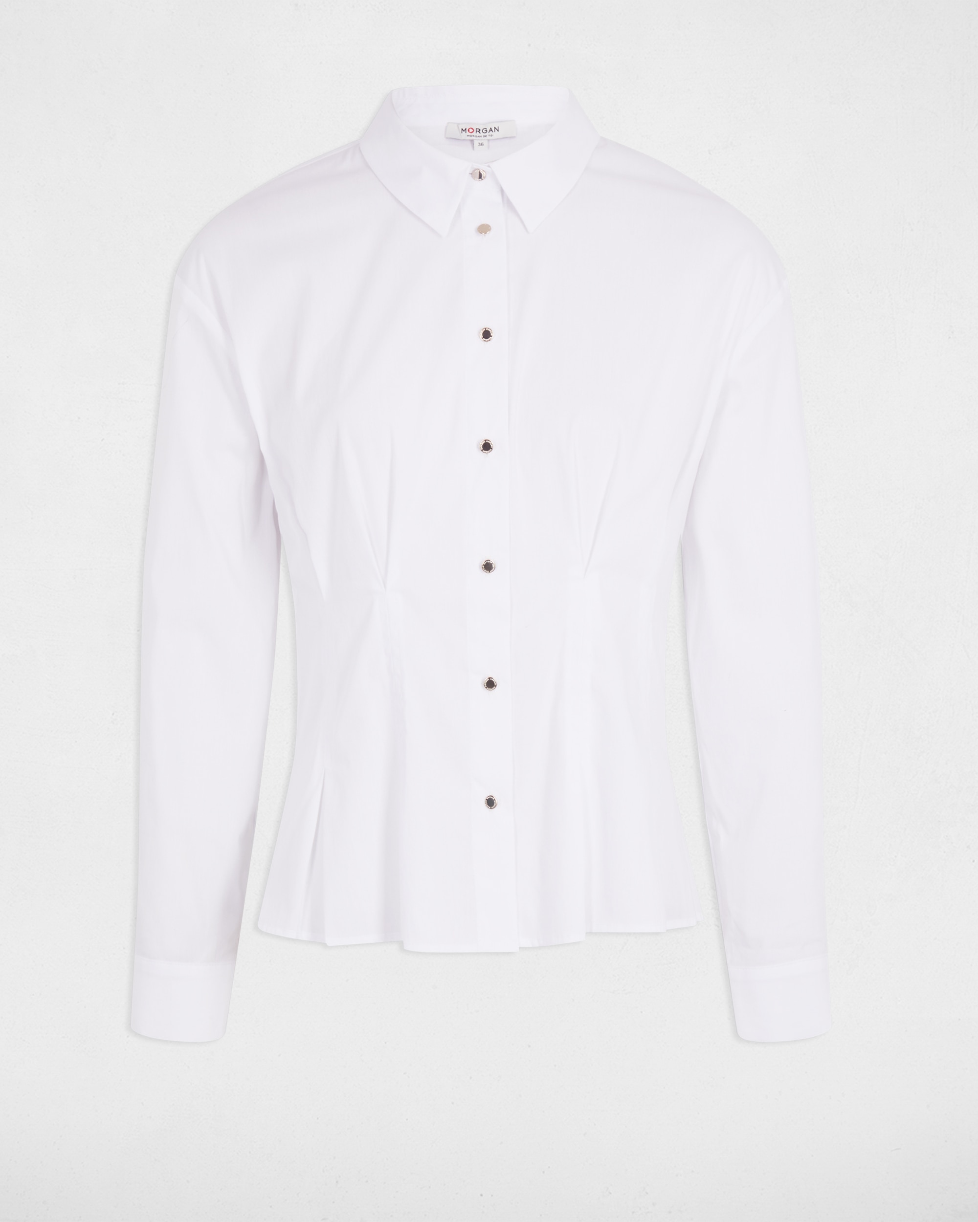 Camisa Ajustada com Gola de Lapela Branco-2
