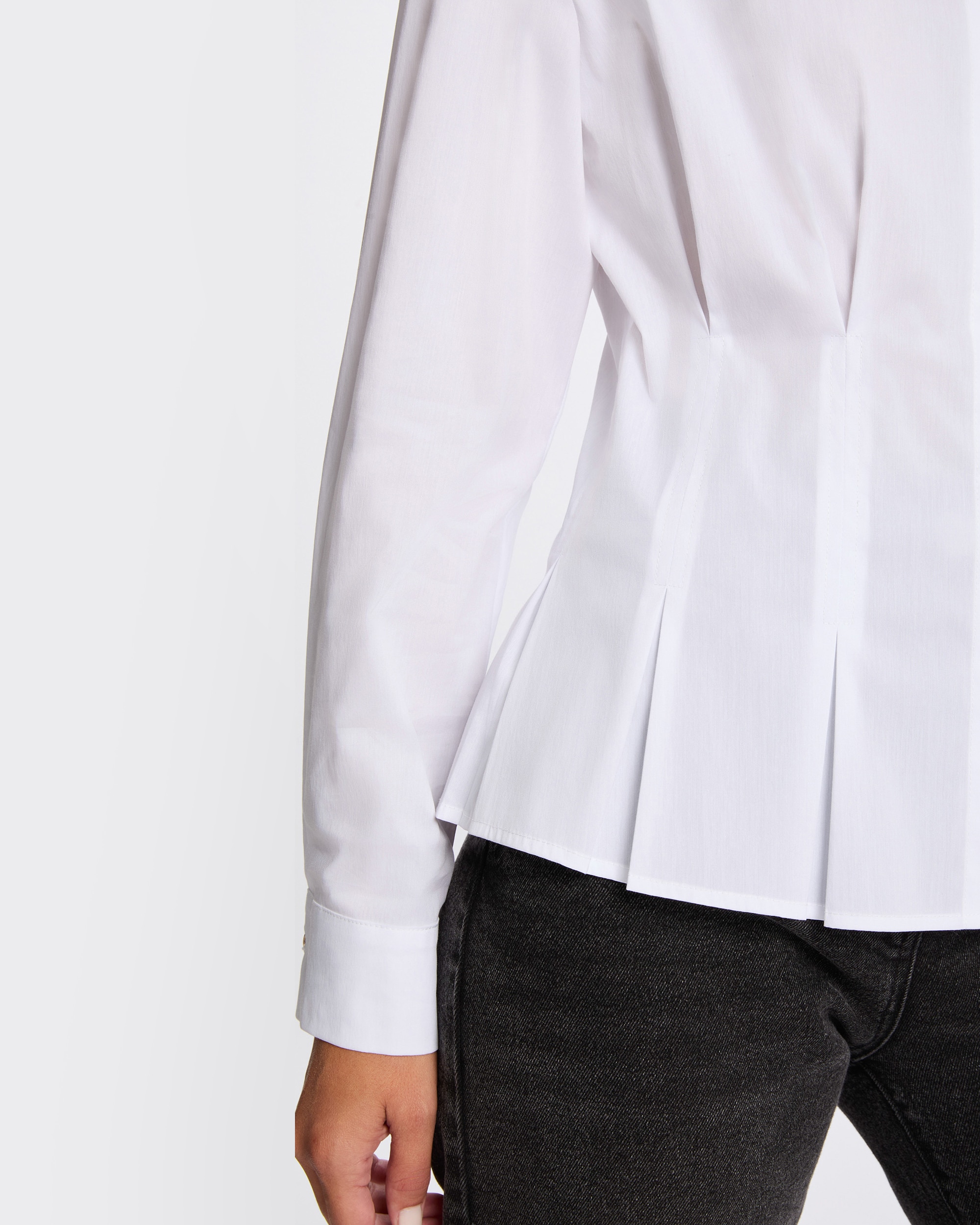 Camisa Ajustada com Gola de Lapela Branco-5