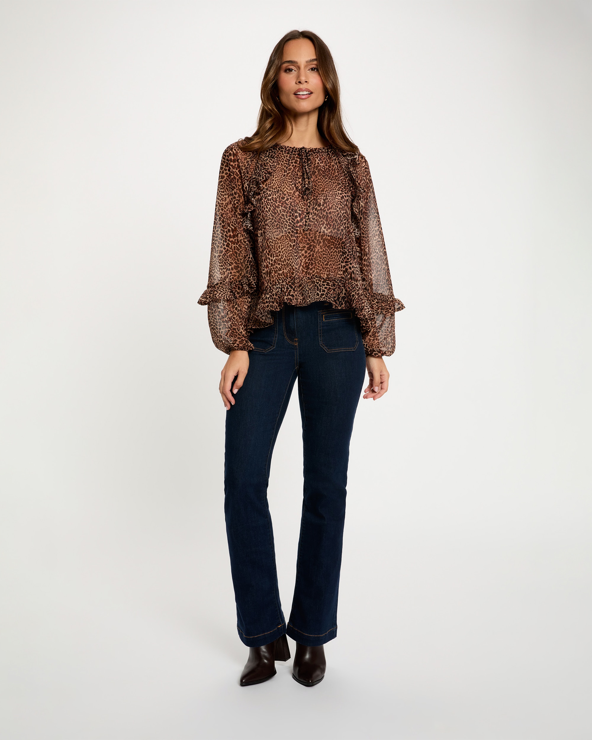 Blusa Ajustada com Decote em V Multicolor-4