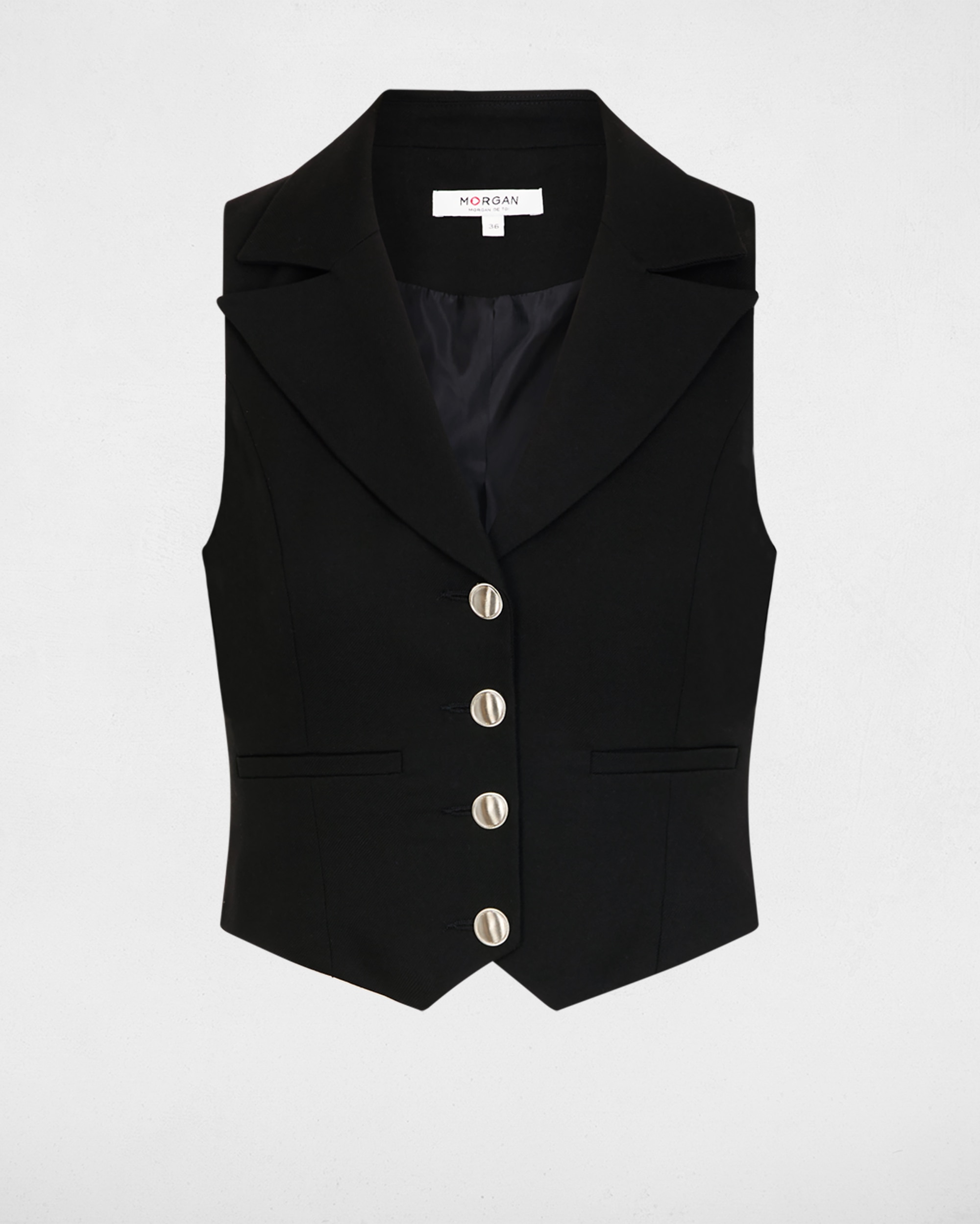 Colete com Botões em Contraste Preto-2