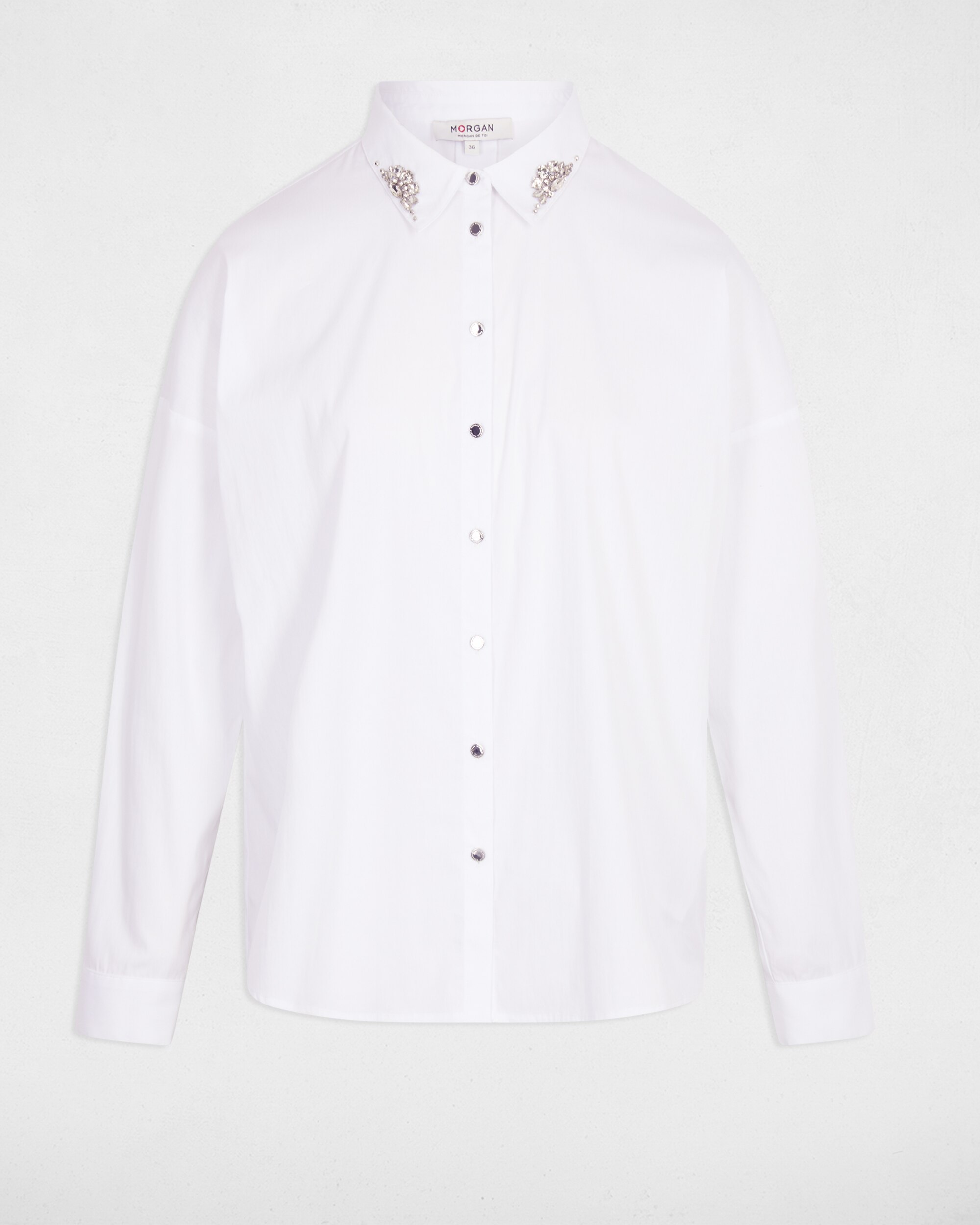 Camisa Oversize com Strass Branco-2