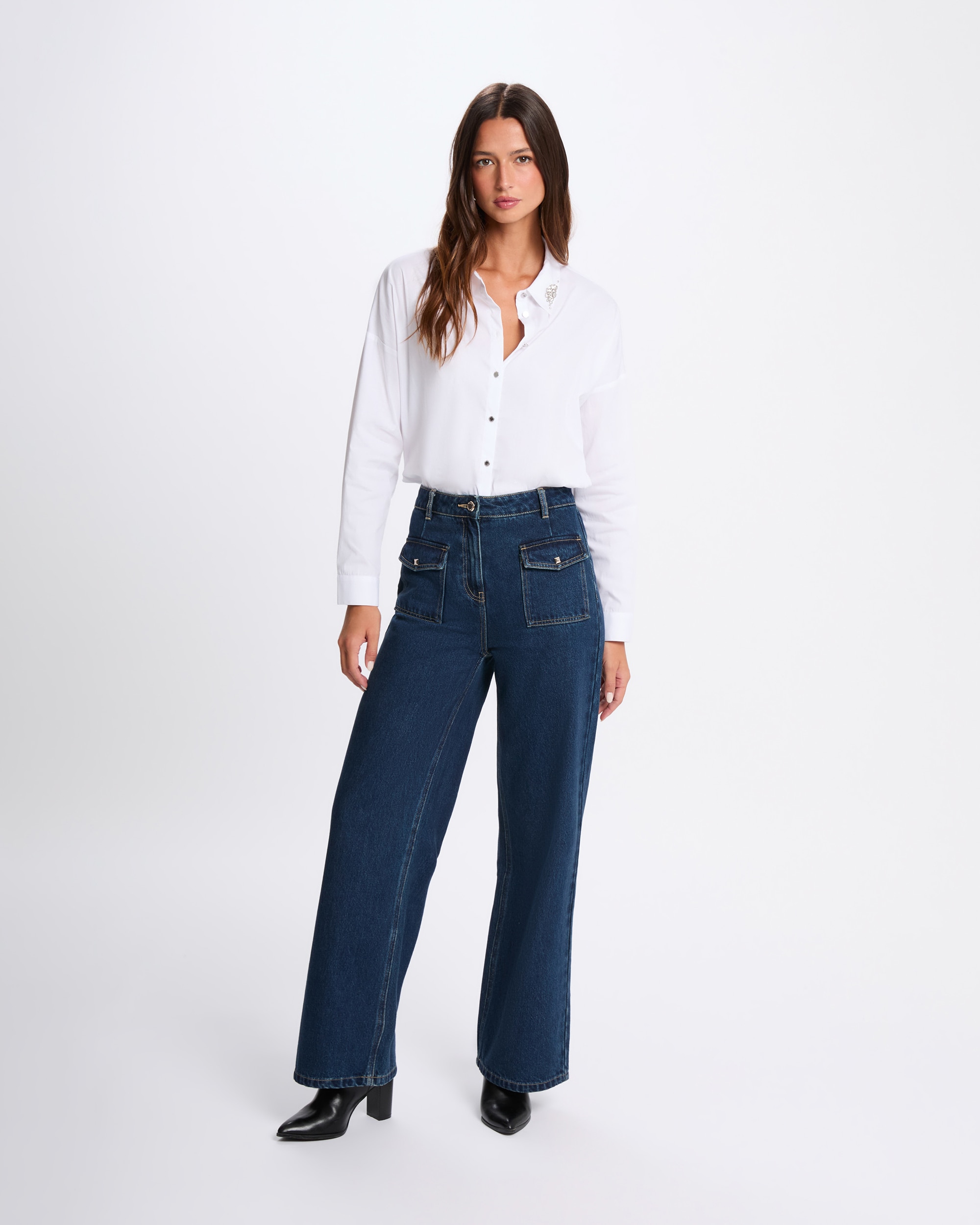 Camisa Oversize com Strass Branco-4