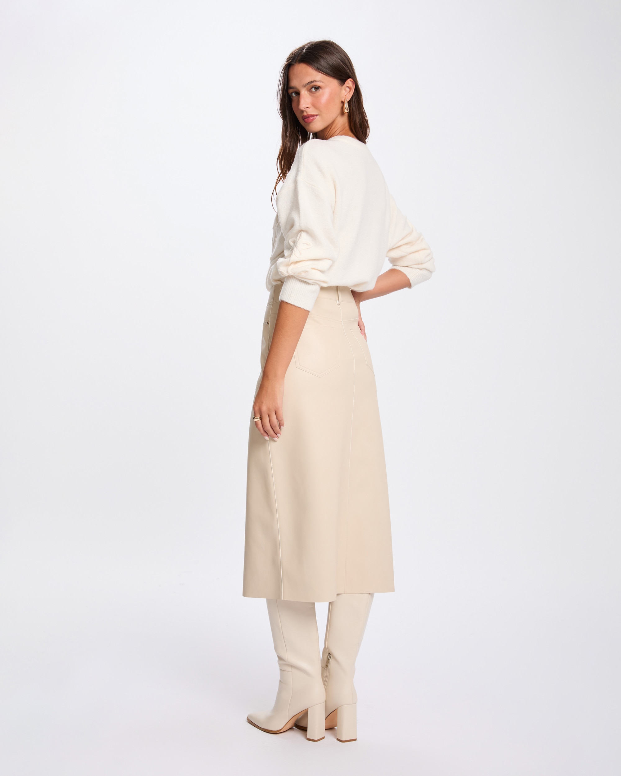 Camisola com Gola Redonda Fantasia Creme-3