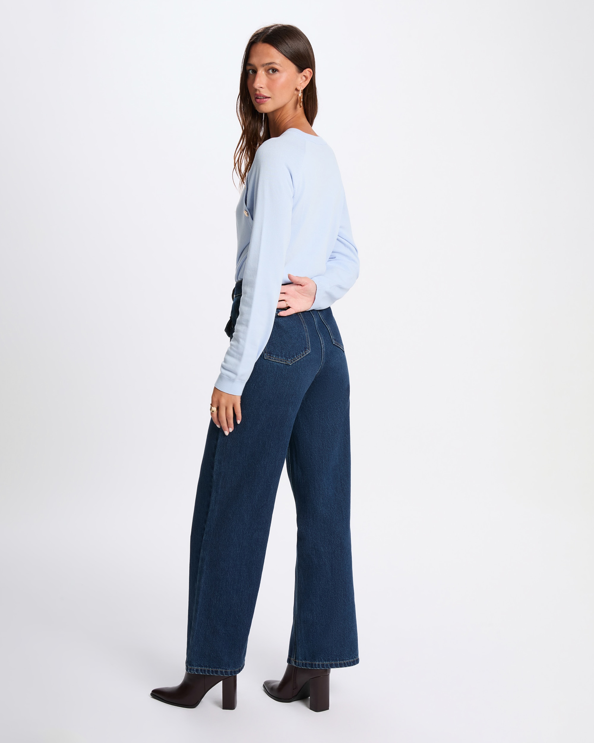Camisola Fina Ajustada Azul-claro-3