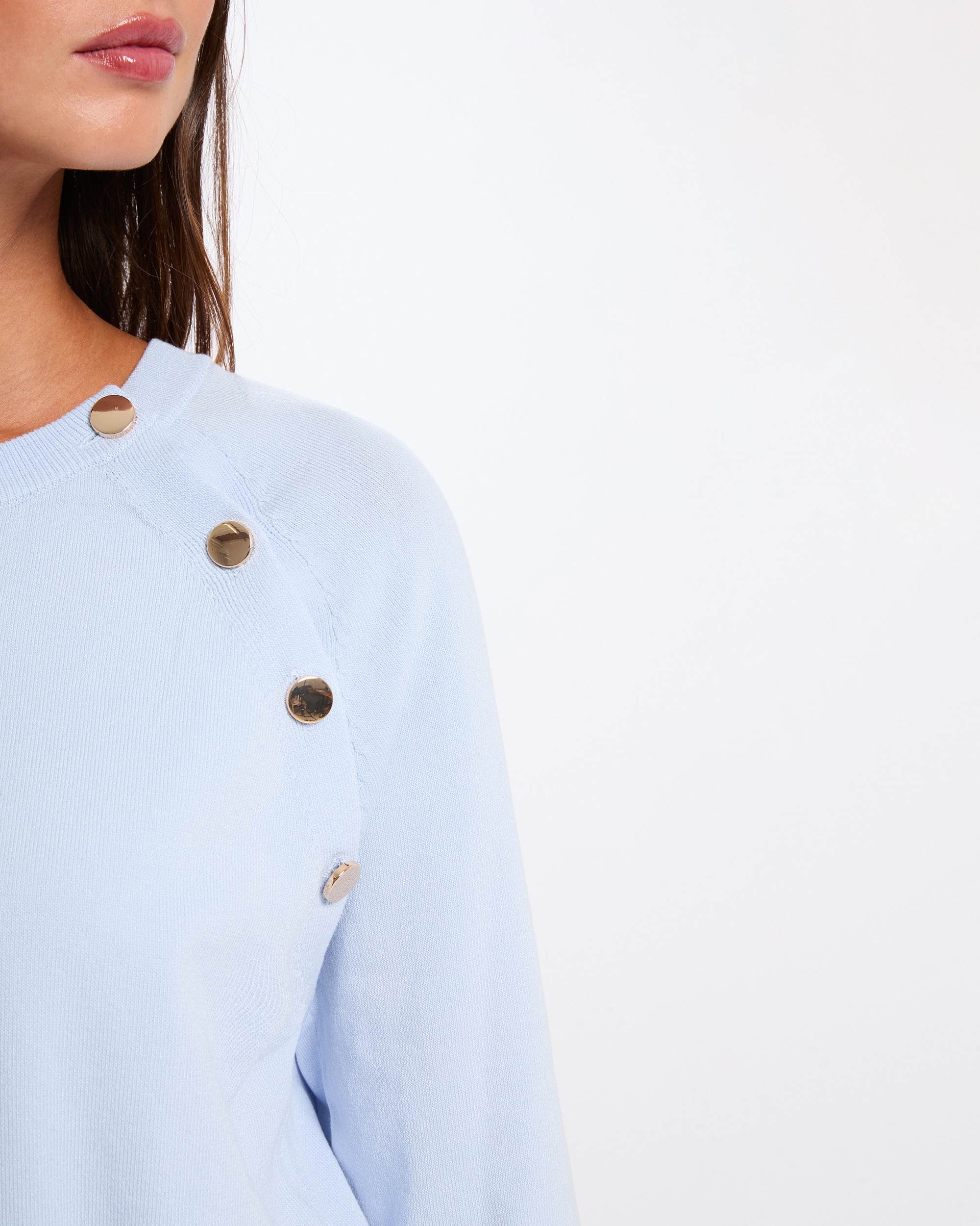 Camisola Fina Ajustada Azul-claro-5