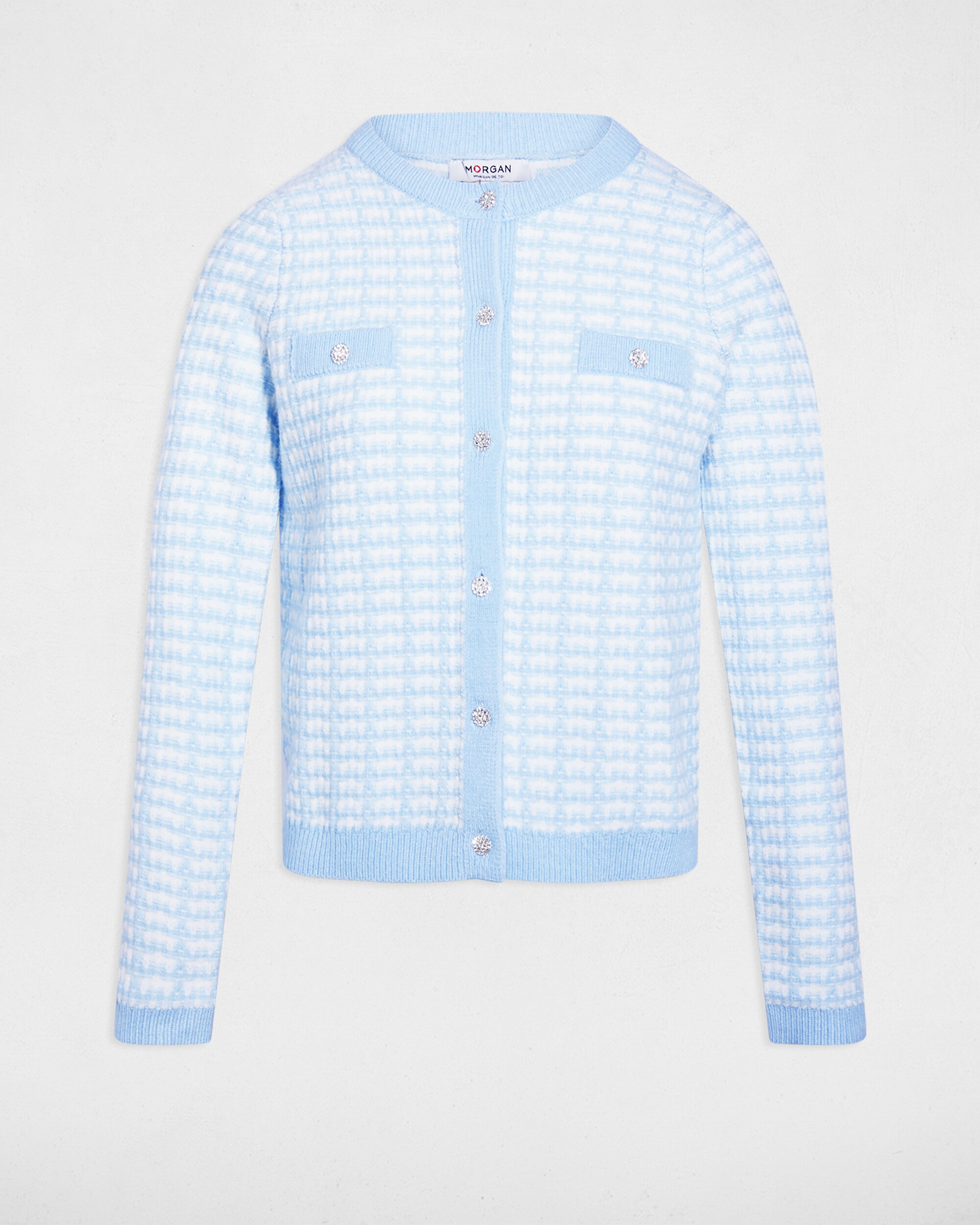 Cardigan Ajustado Jacquard Azul-claro-2