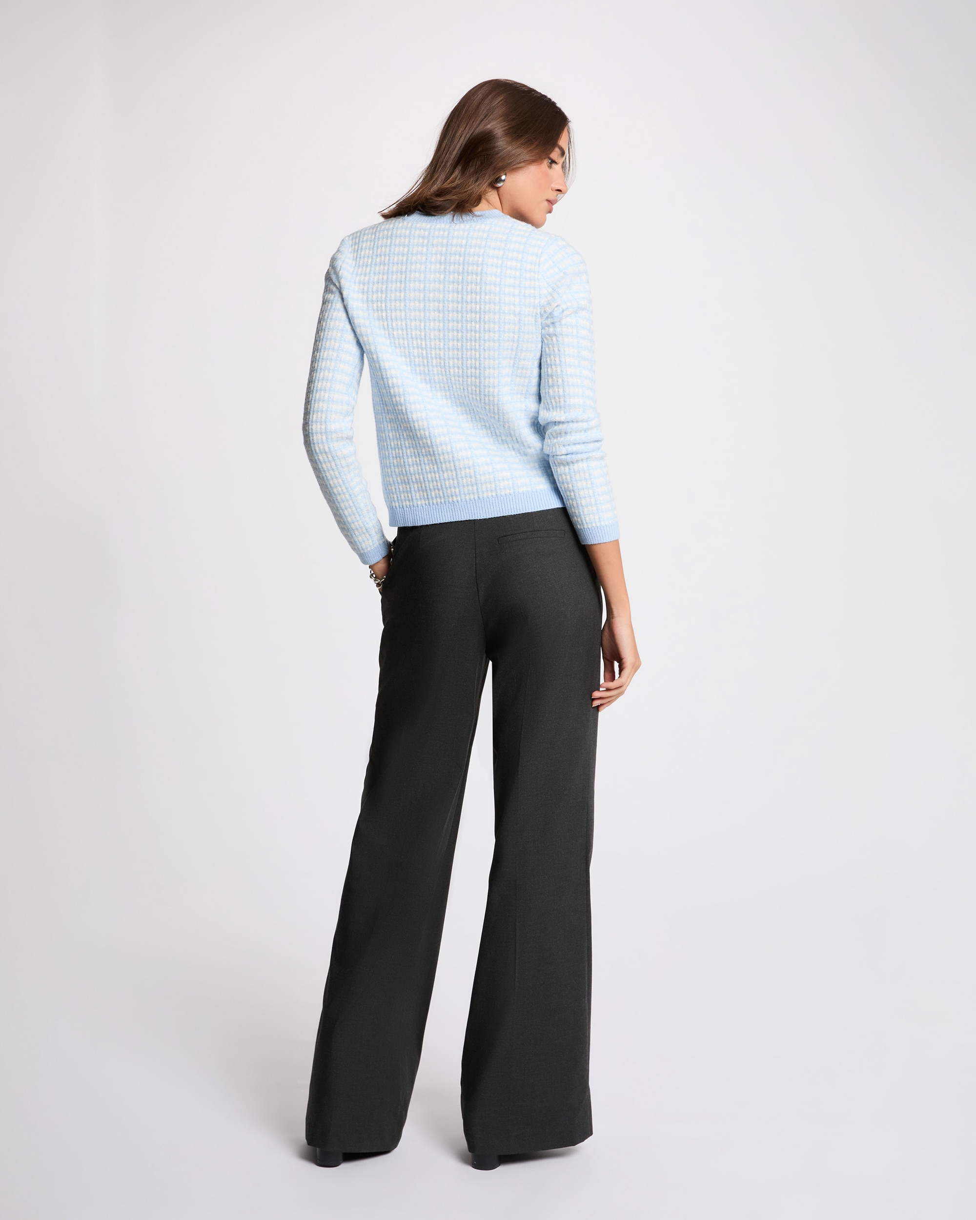 Cardigan Ajustado Jacquard Azul-claro-3