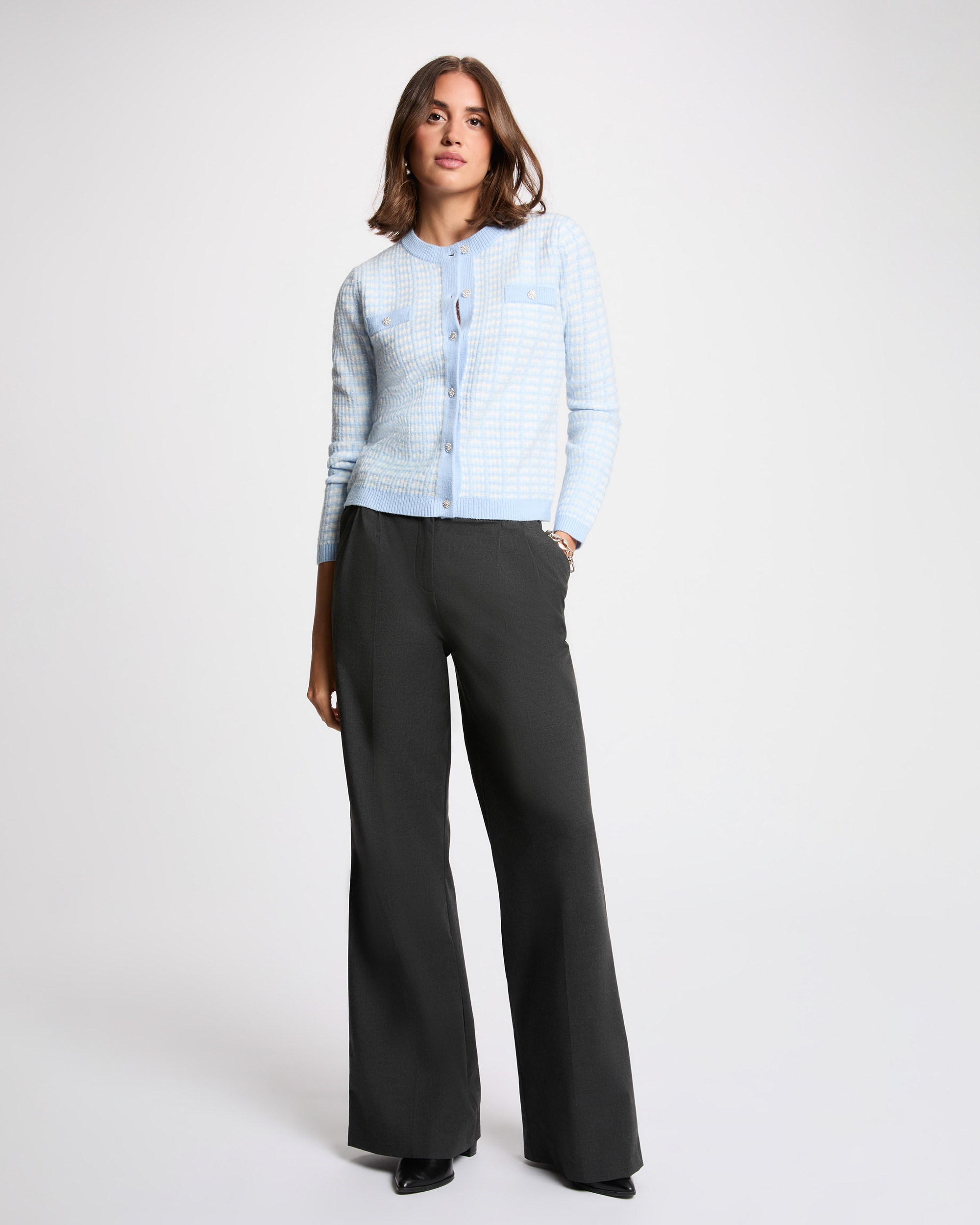 Cardigan Ajustado Jacquard Azul-claro-4
