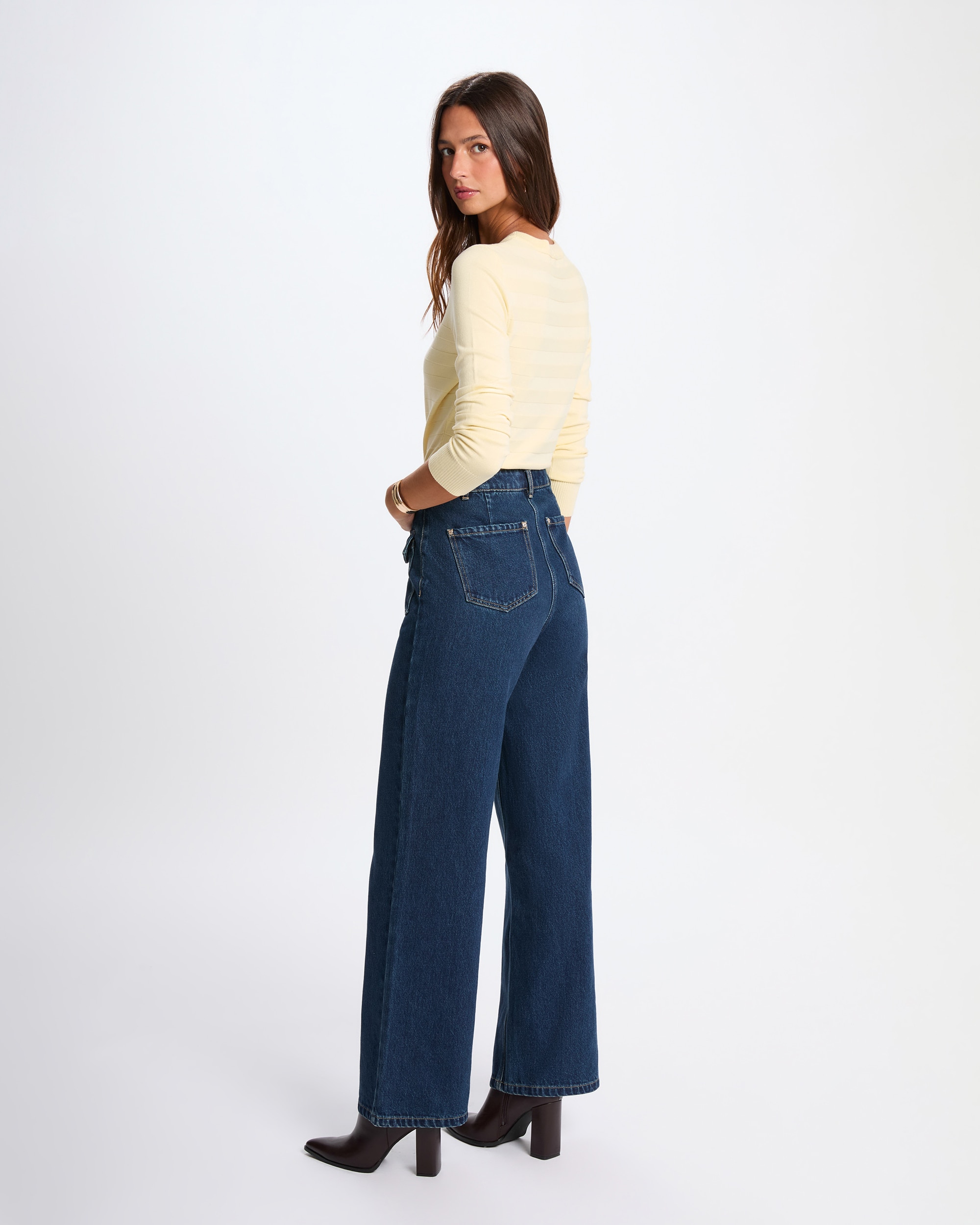 Camisola Ajustada com Gola Redonda Amarelo-3
