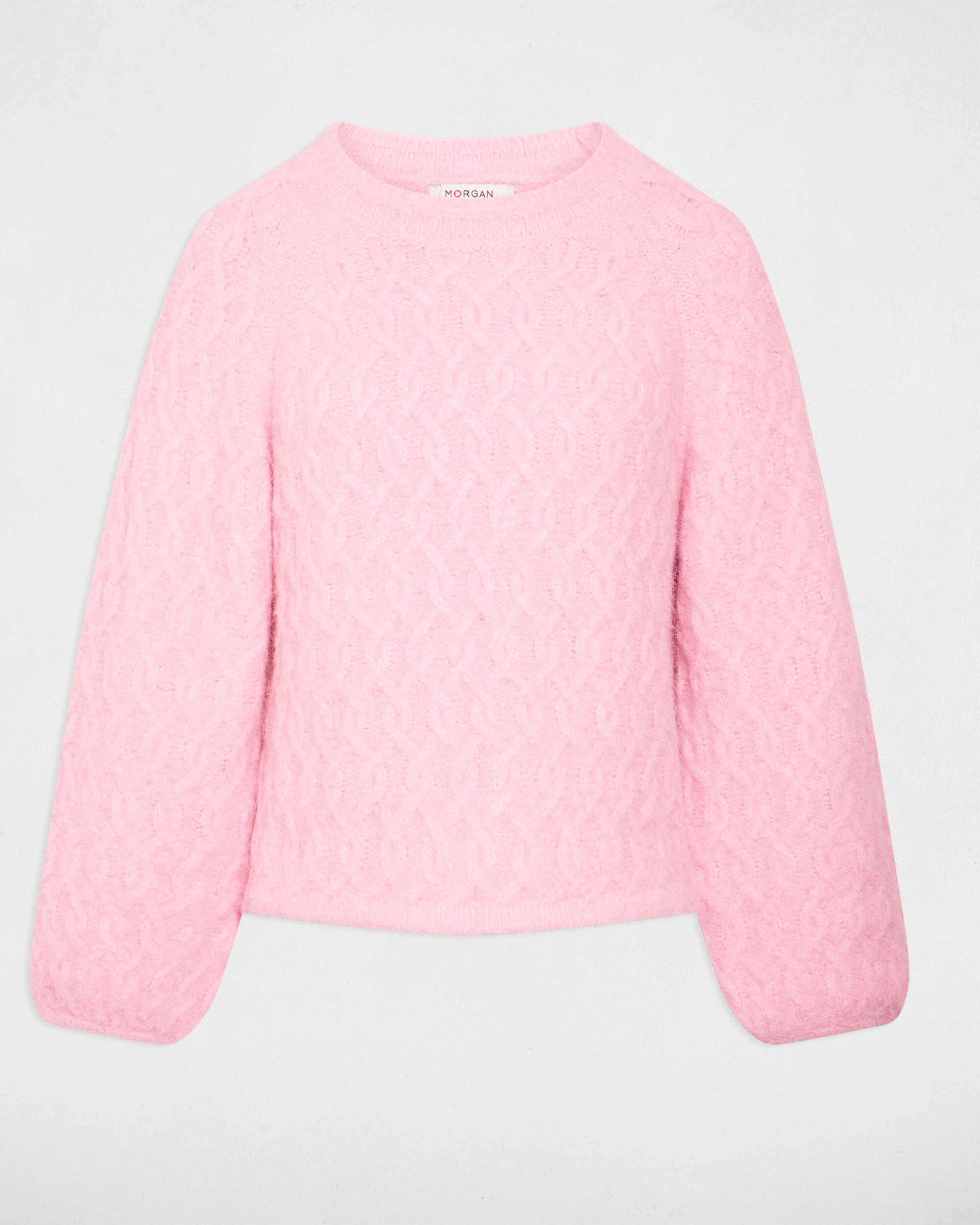 Camisola Grossa com Gola Redonda Rosa-2