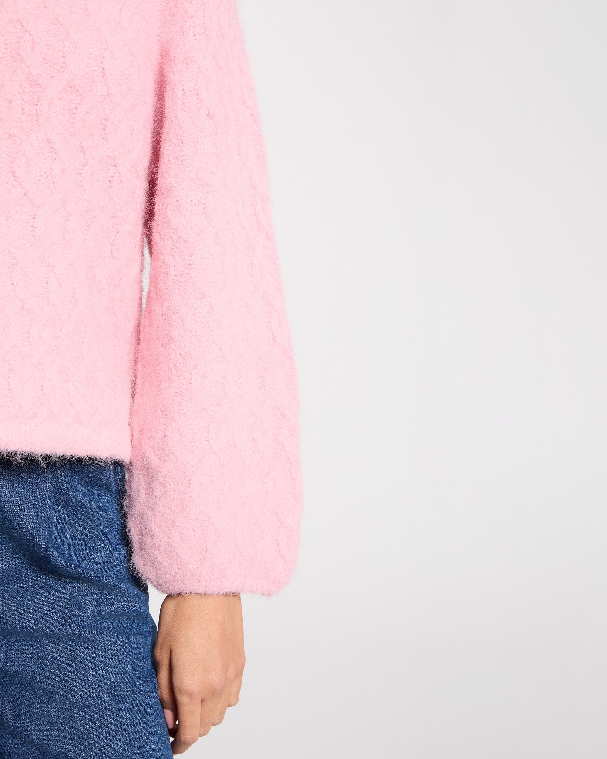 Camisola Grossa com Gola Redonda Rosa-5
