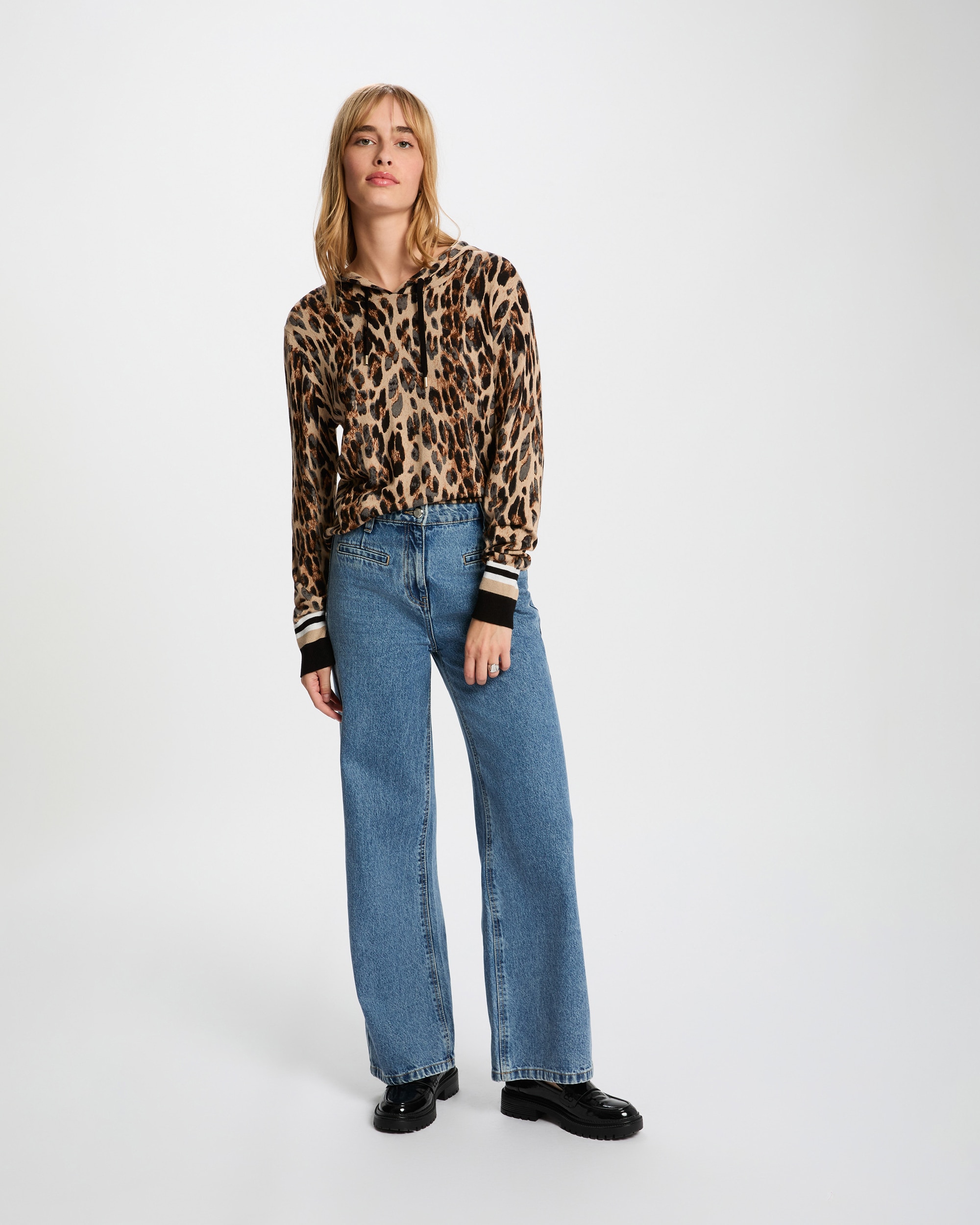 Camisola com Capuz e Estampado Animalier Multicolor-4