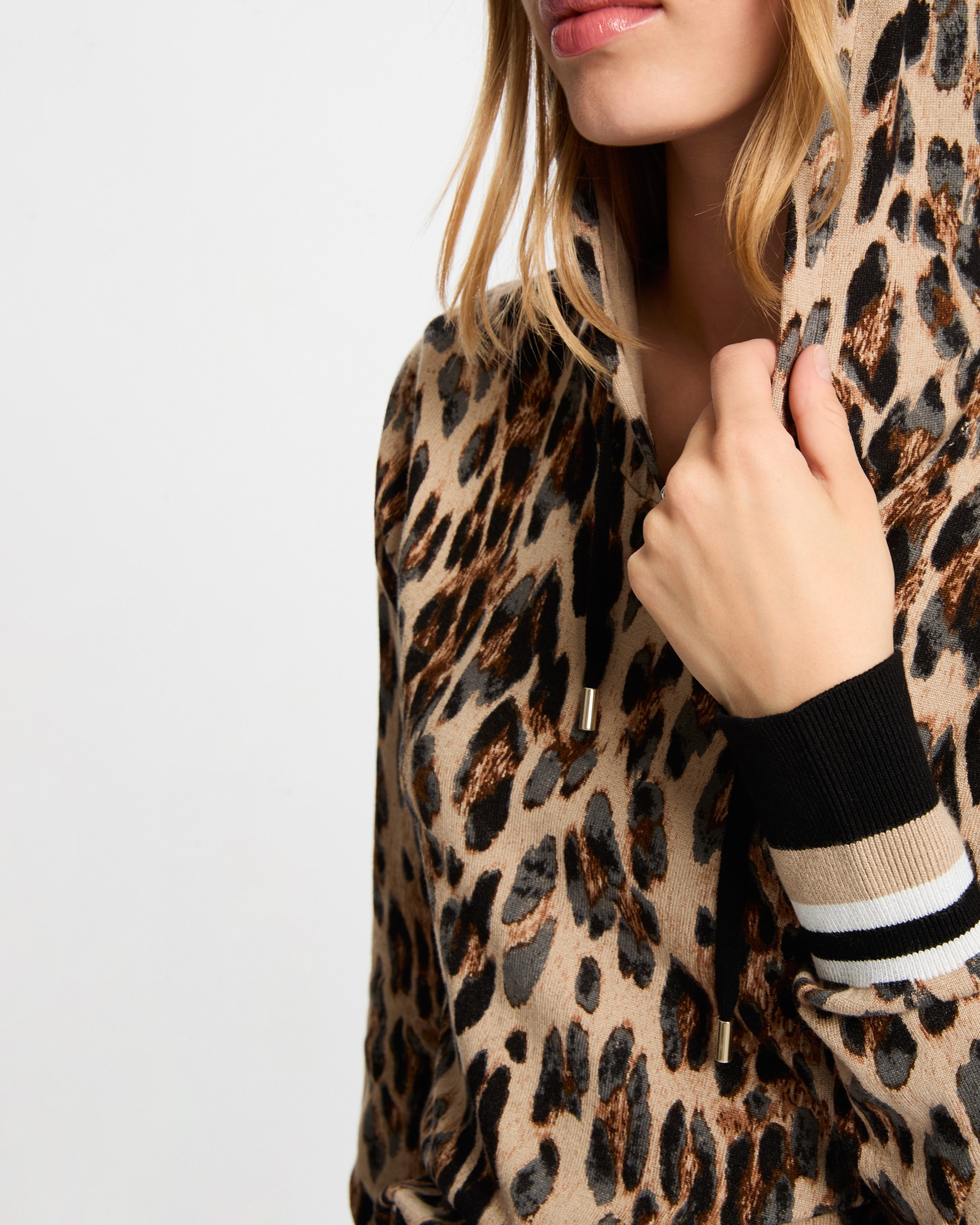 Camisola com Capuz e Estampado Animalier Multicolor-5