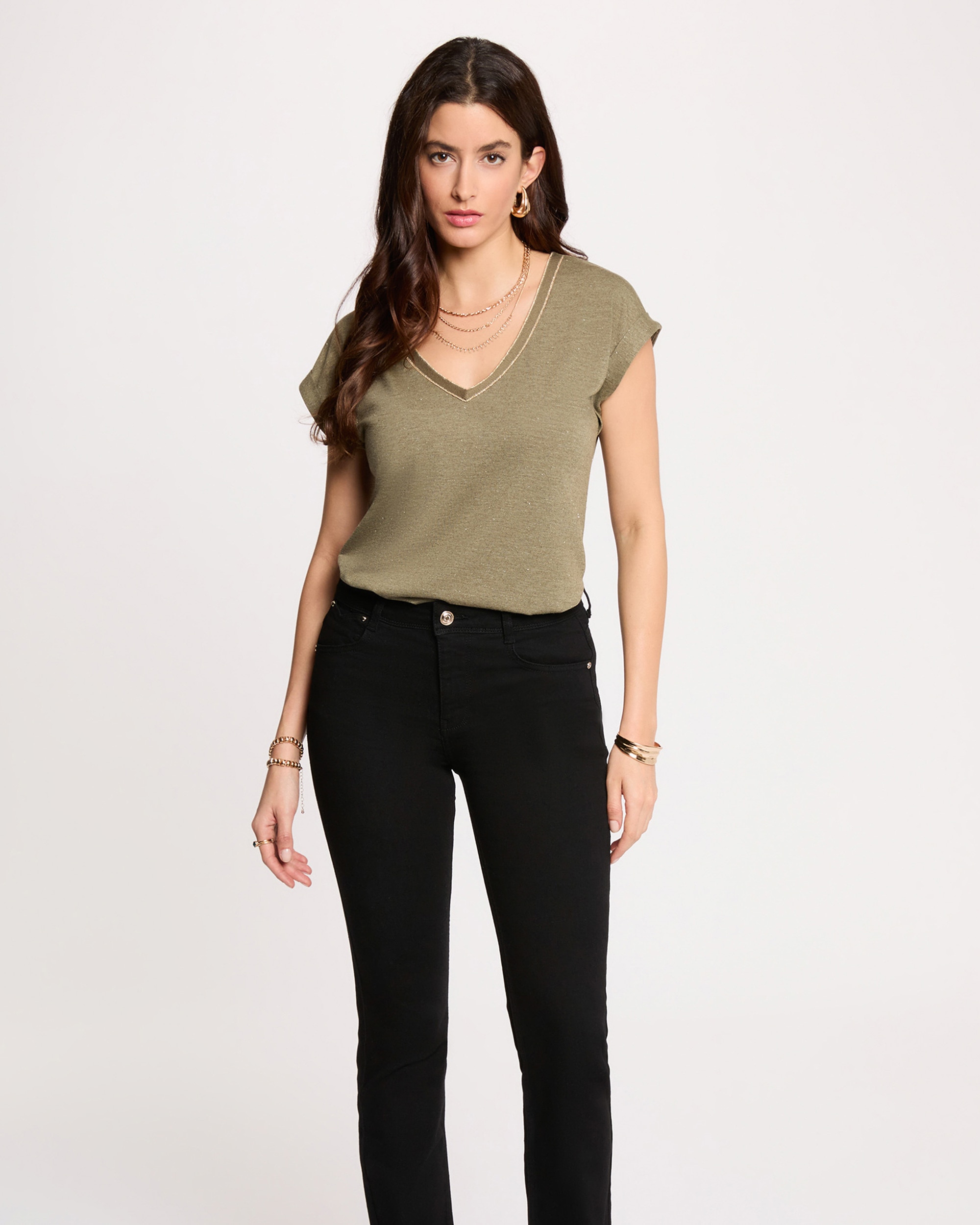 T-shirt de Manga Curta Verde-militar-1