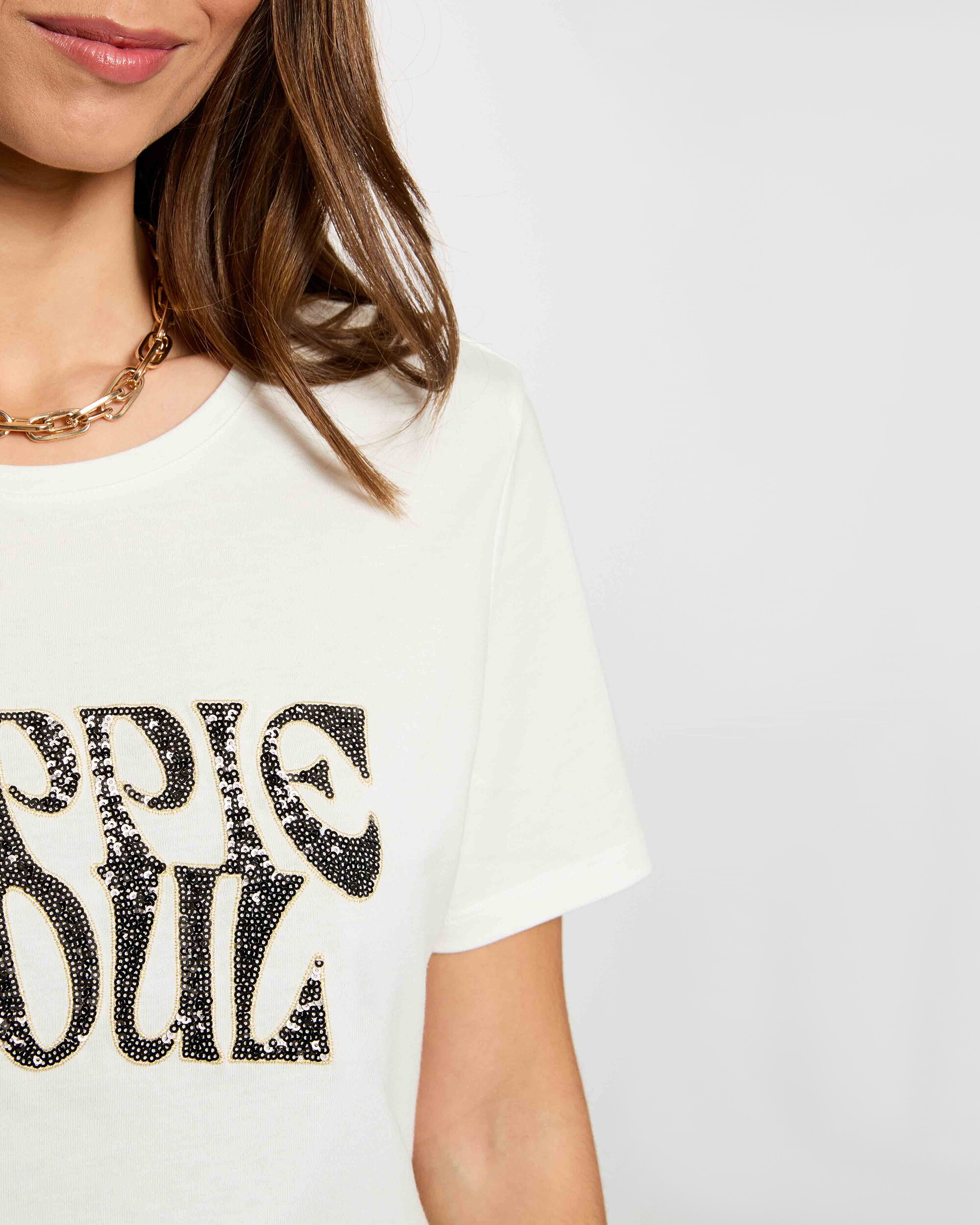 T-shirt Bordada com Lantejoulas Branco-5