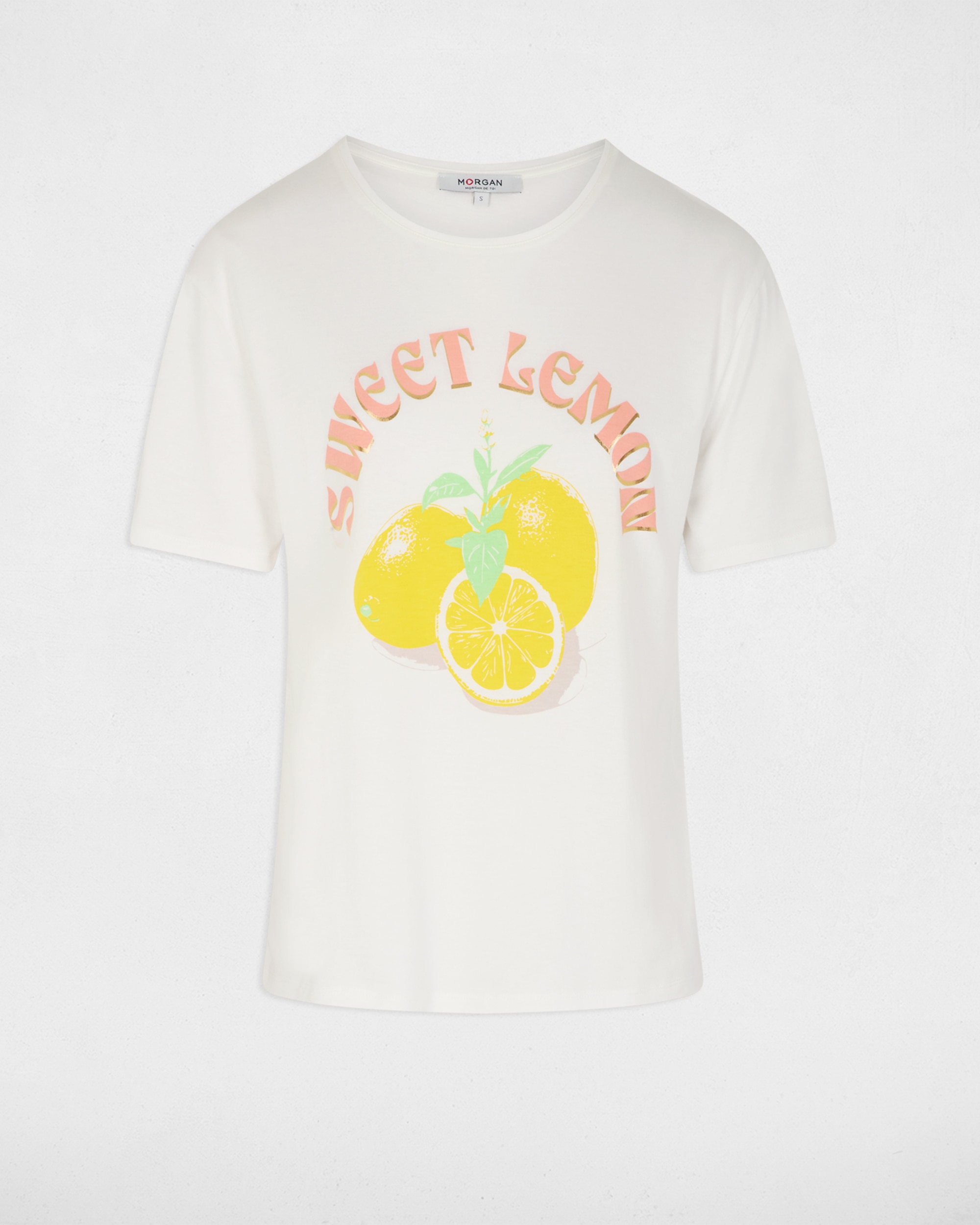 T-shirt Estampada com Decote Redondo Branco-2