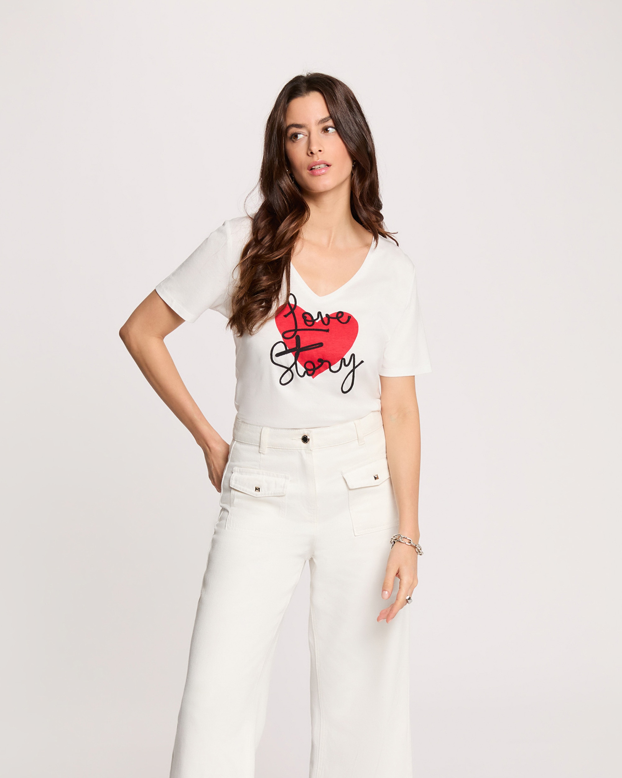 Imagem 0 de T-shirt com Decote em V de Manga Curta