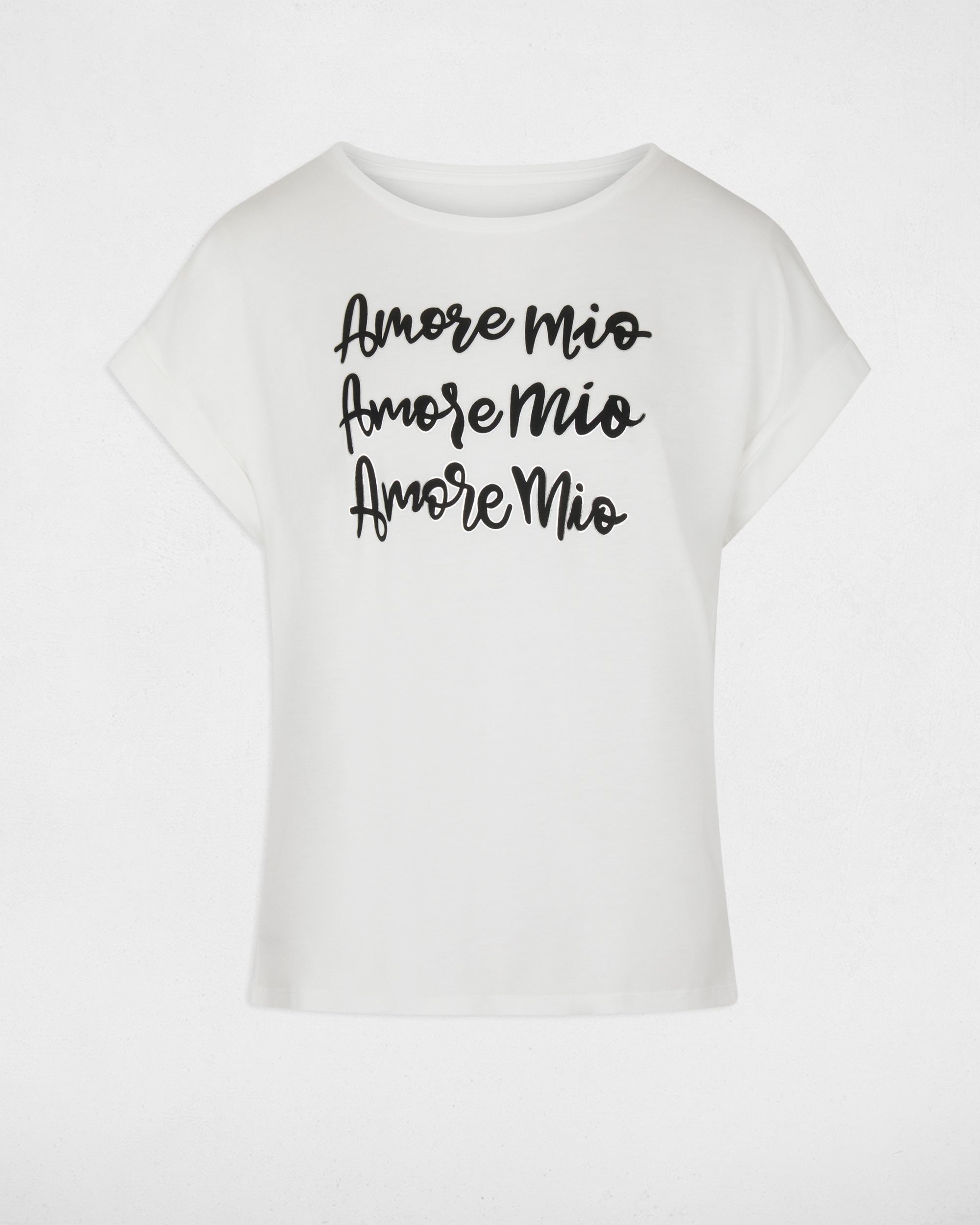 T-shirt com Gola Redonda Branco / Preto-2