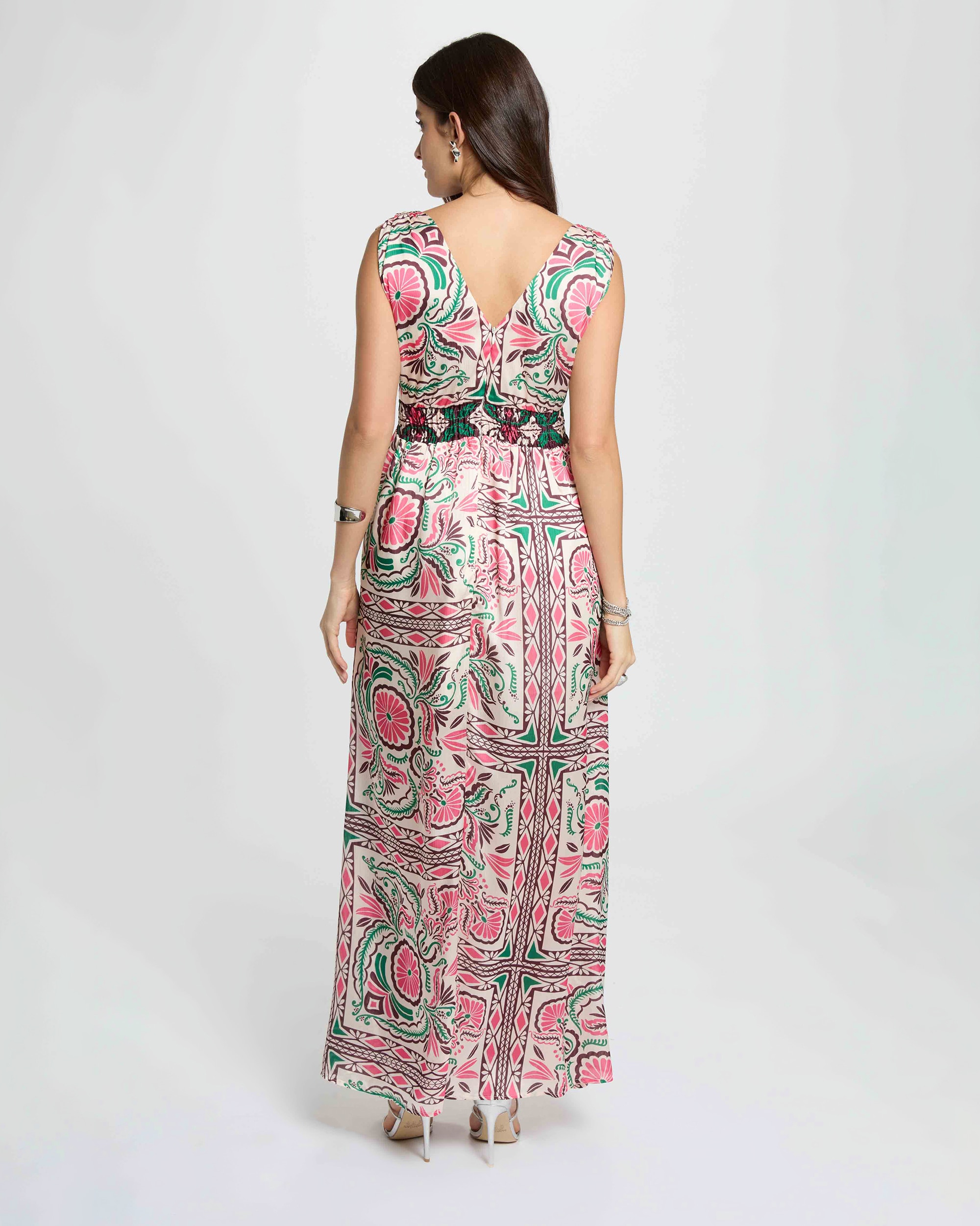 Vestido Comprido Ajustado Multicolor-3