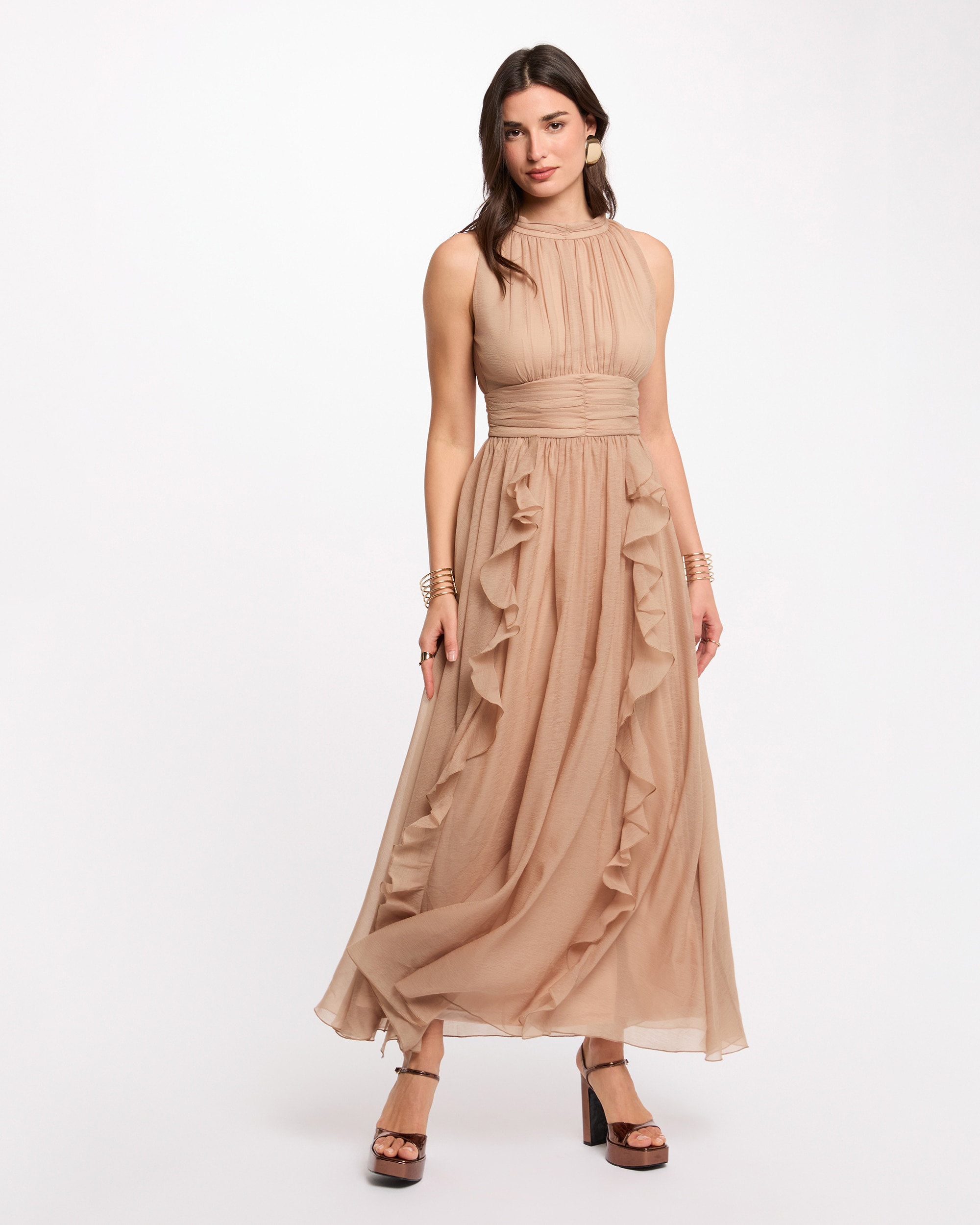 Imagem 0 de Vestido Comprido com Gola Perkins sem Mangas