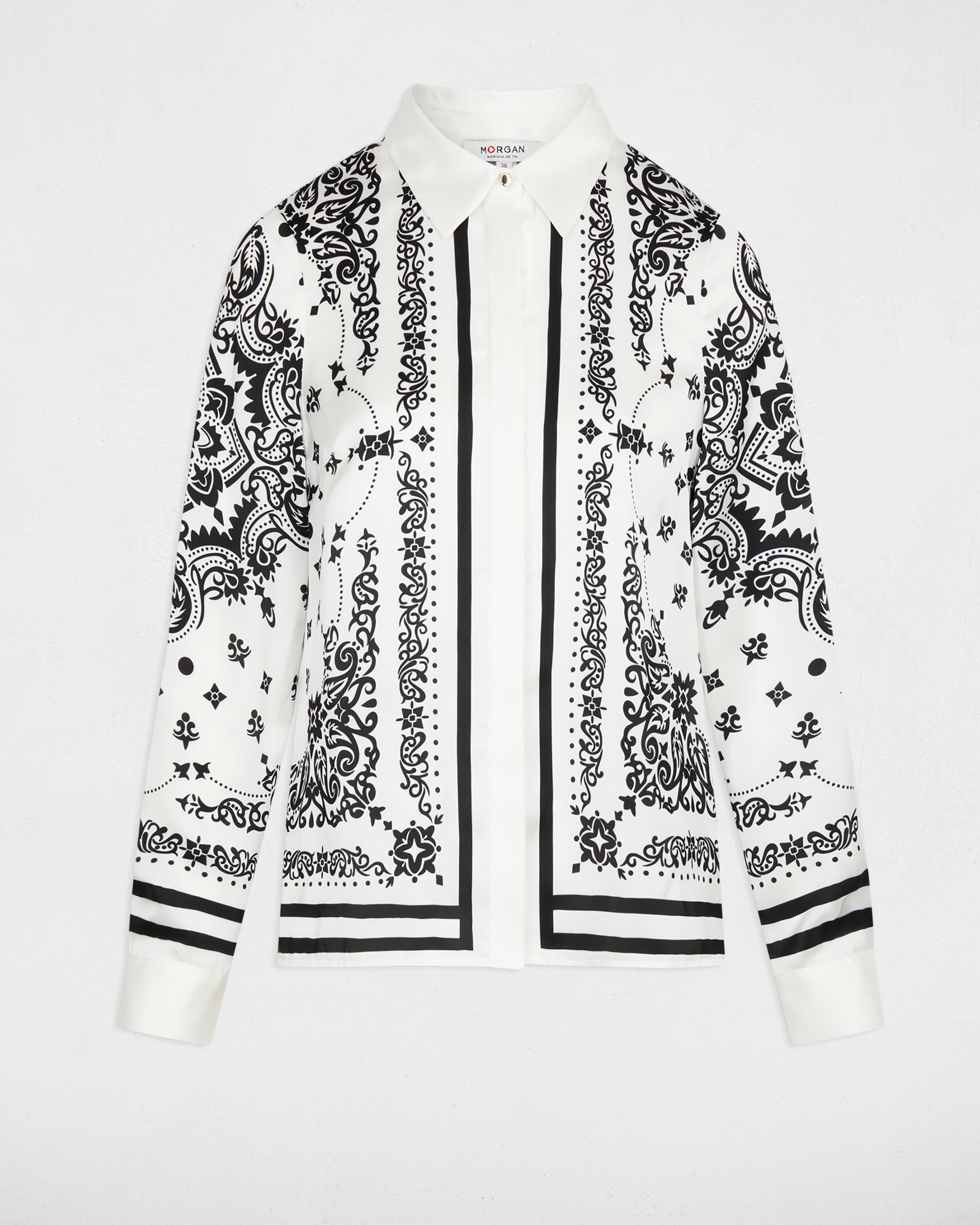 Camisa Fluida Estampada Branco-2