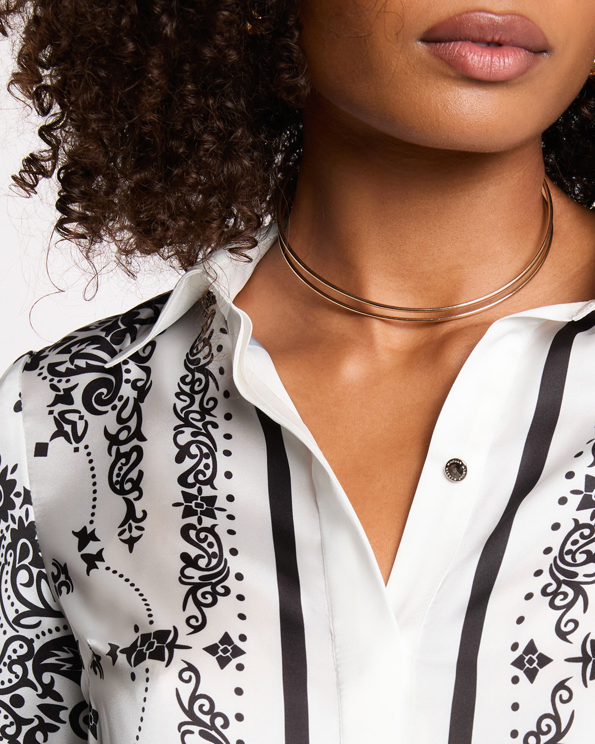 Camisa Fluida Estampada Branco-5
