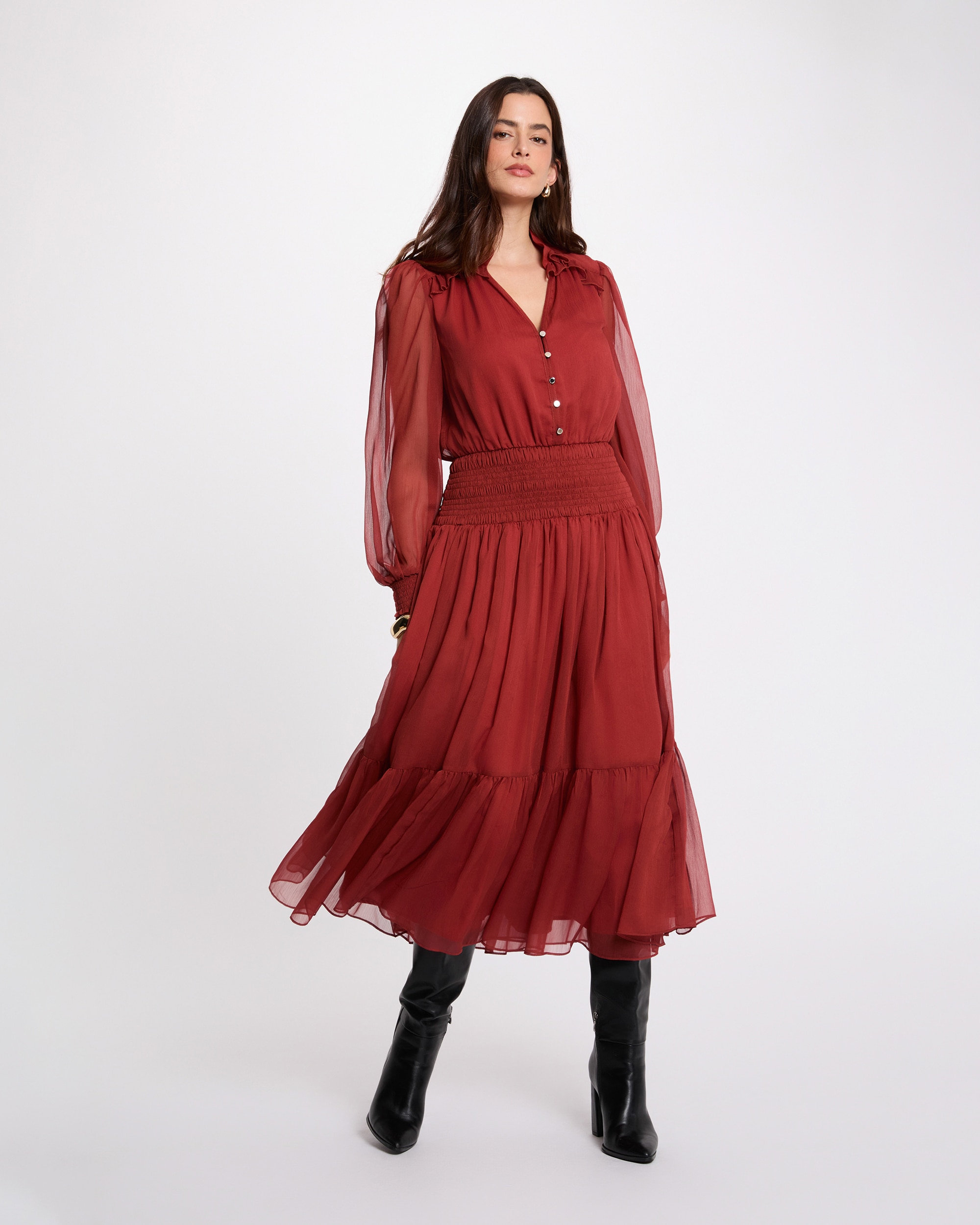 Imagem 0 de Vestido Comprido com Decote em V