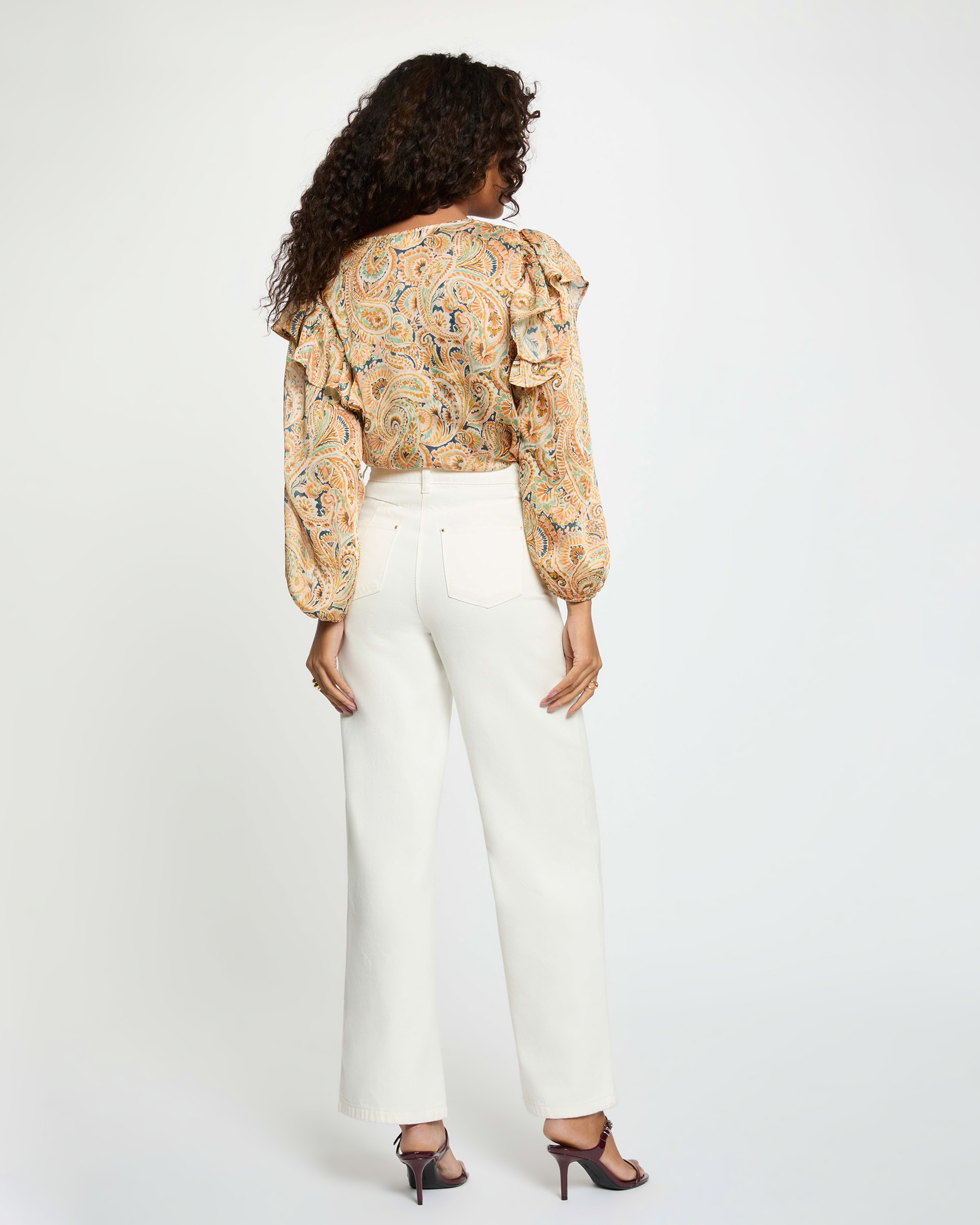 Camisa Ajustada com Decote em V Multicolor-3