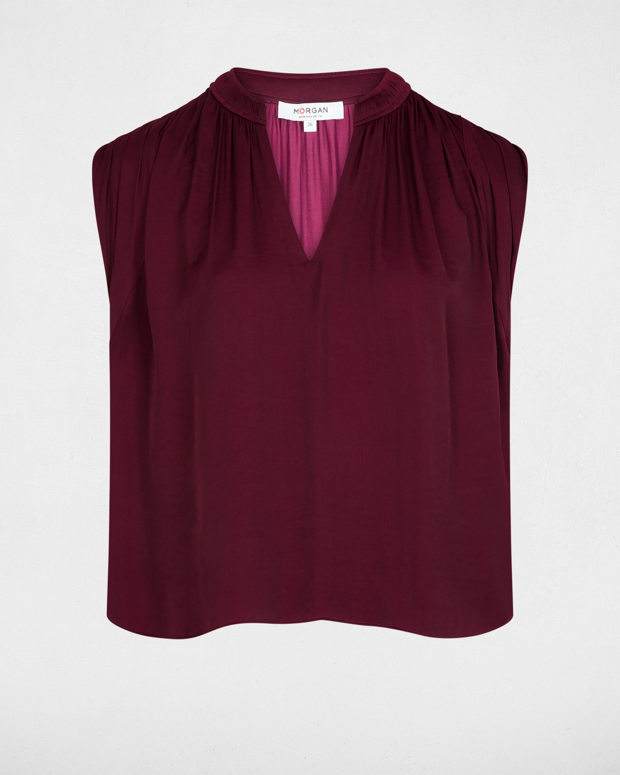 Blusa com Decote em V Ameixa-2