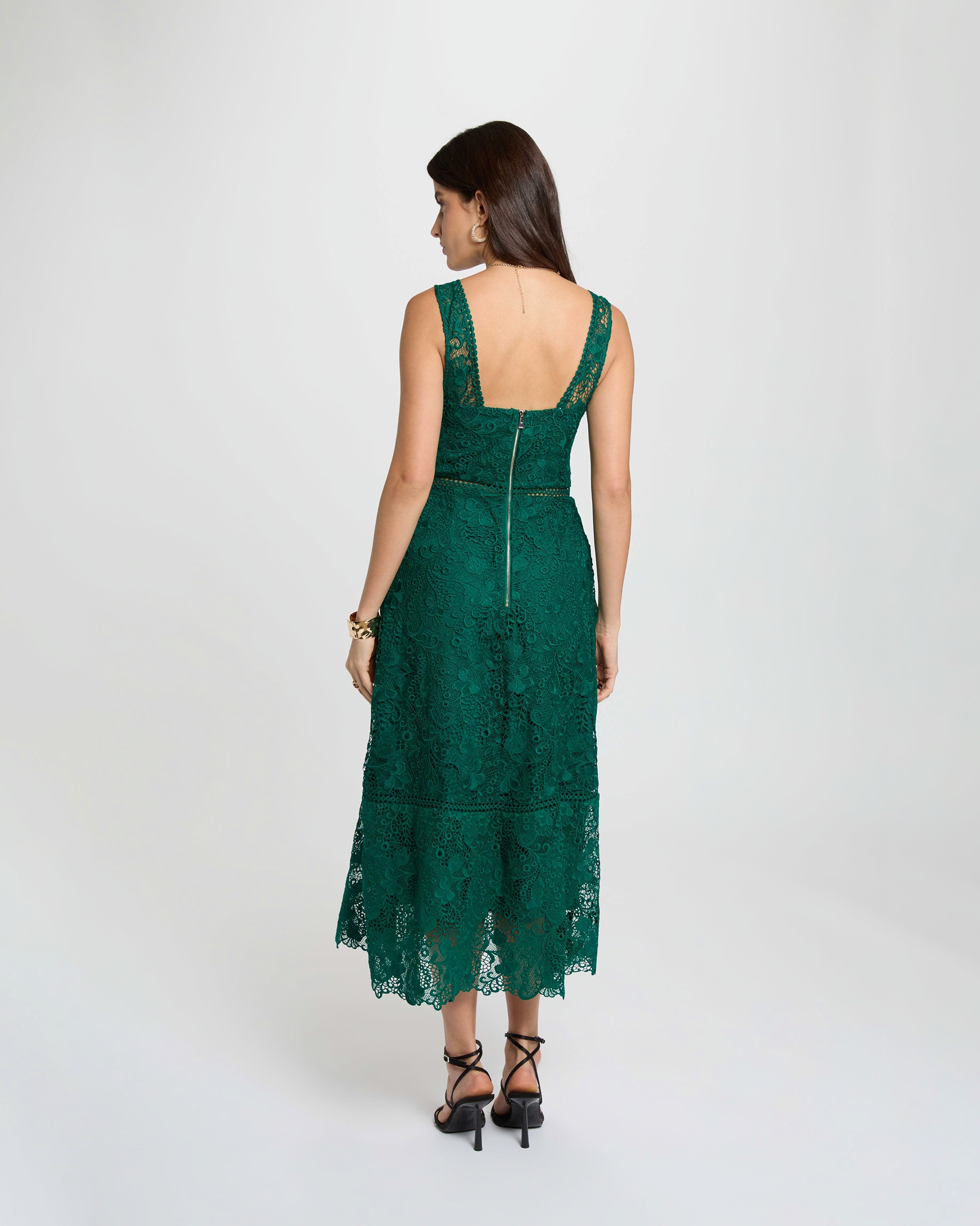 Vestido Comprido de Renda Verde-3