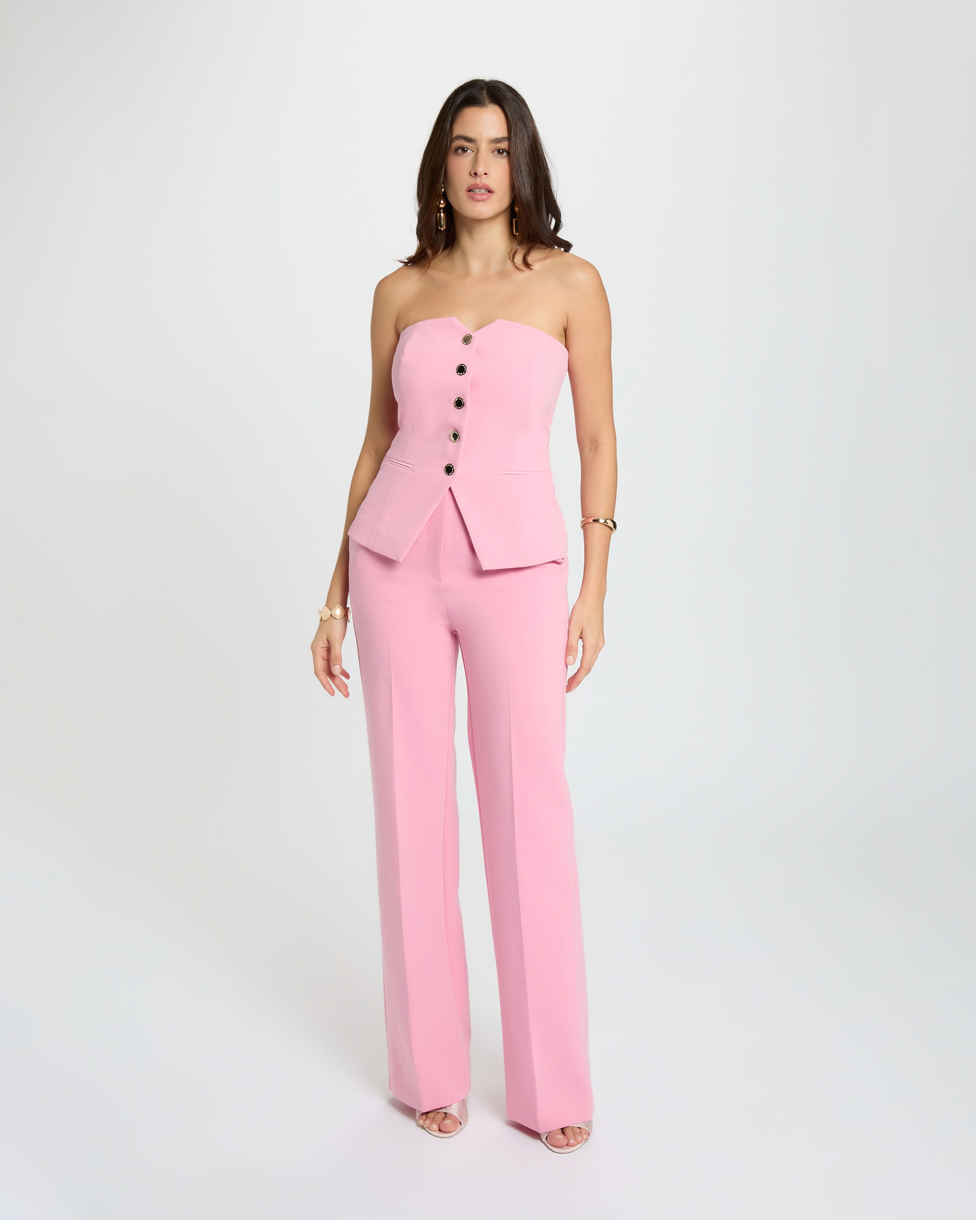 Top com Botões em Contraste Rosa-4