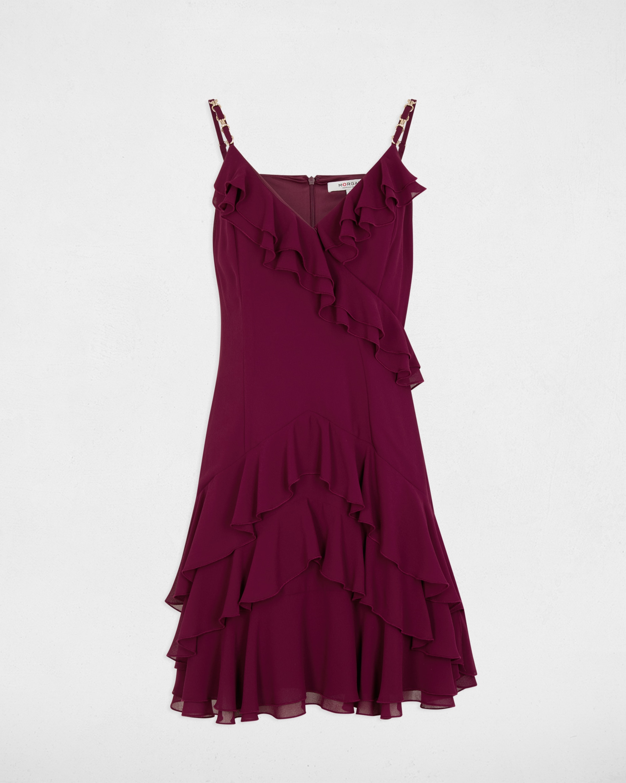 Vestido Curto sem Mangas com Decote em V Bordeaux-2