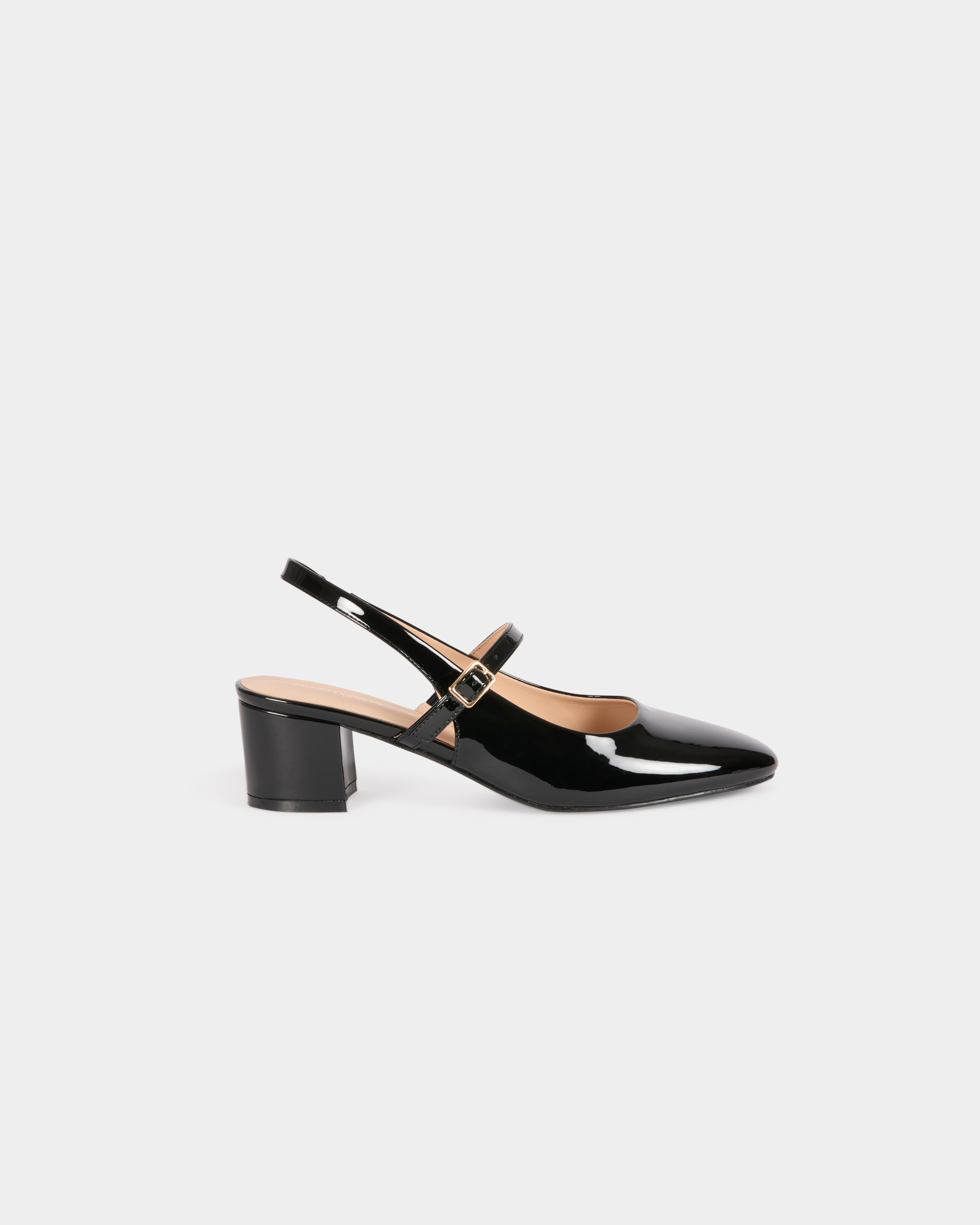 Imagem 0 de Sapatos de Salto Efeito Verniz em Preto