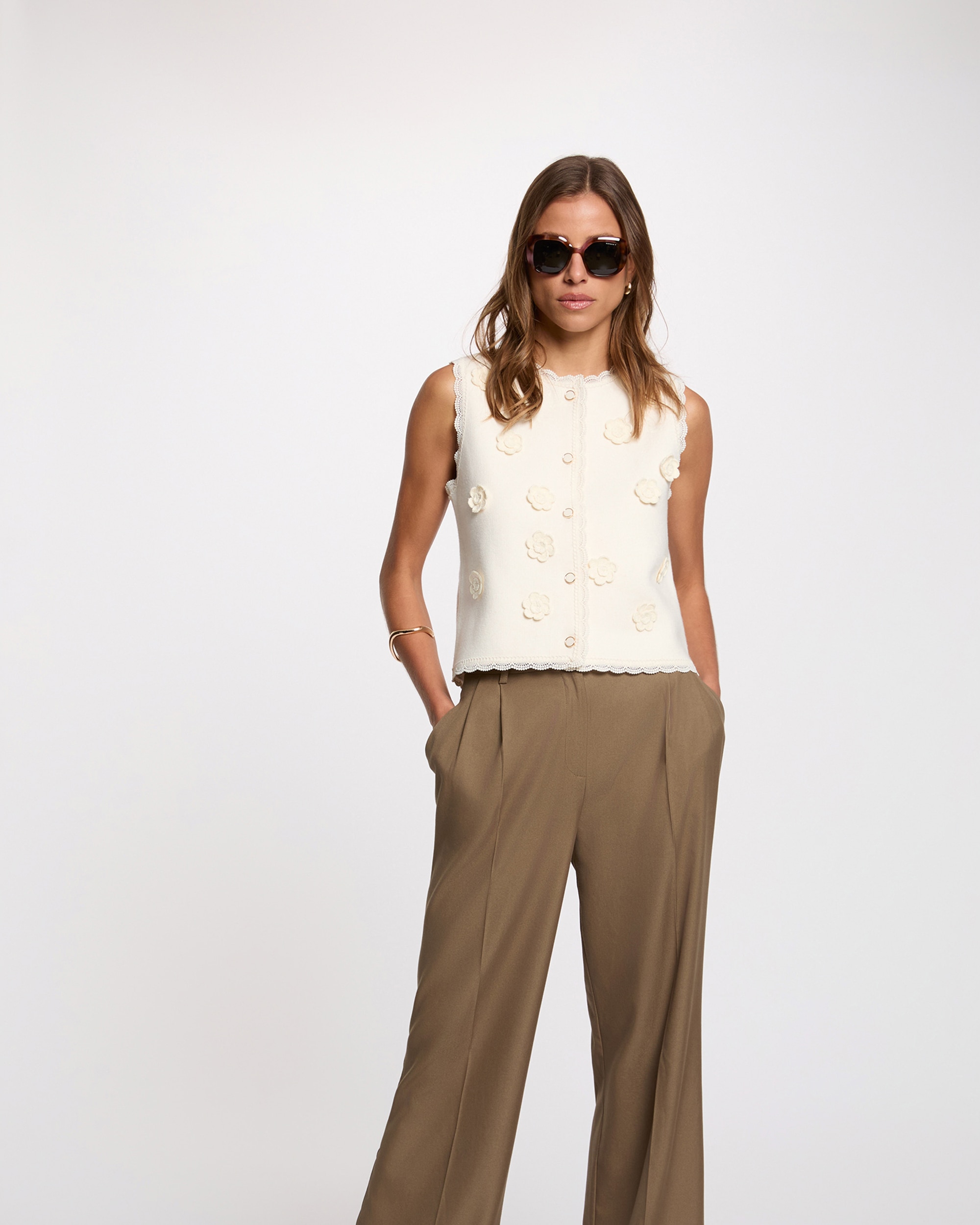 Top Ajustado com Decote Redondo Multicolor-1