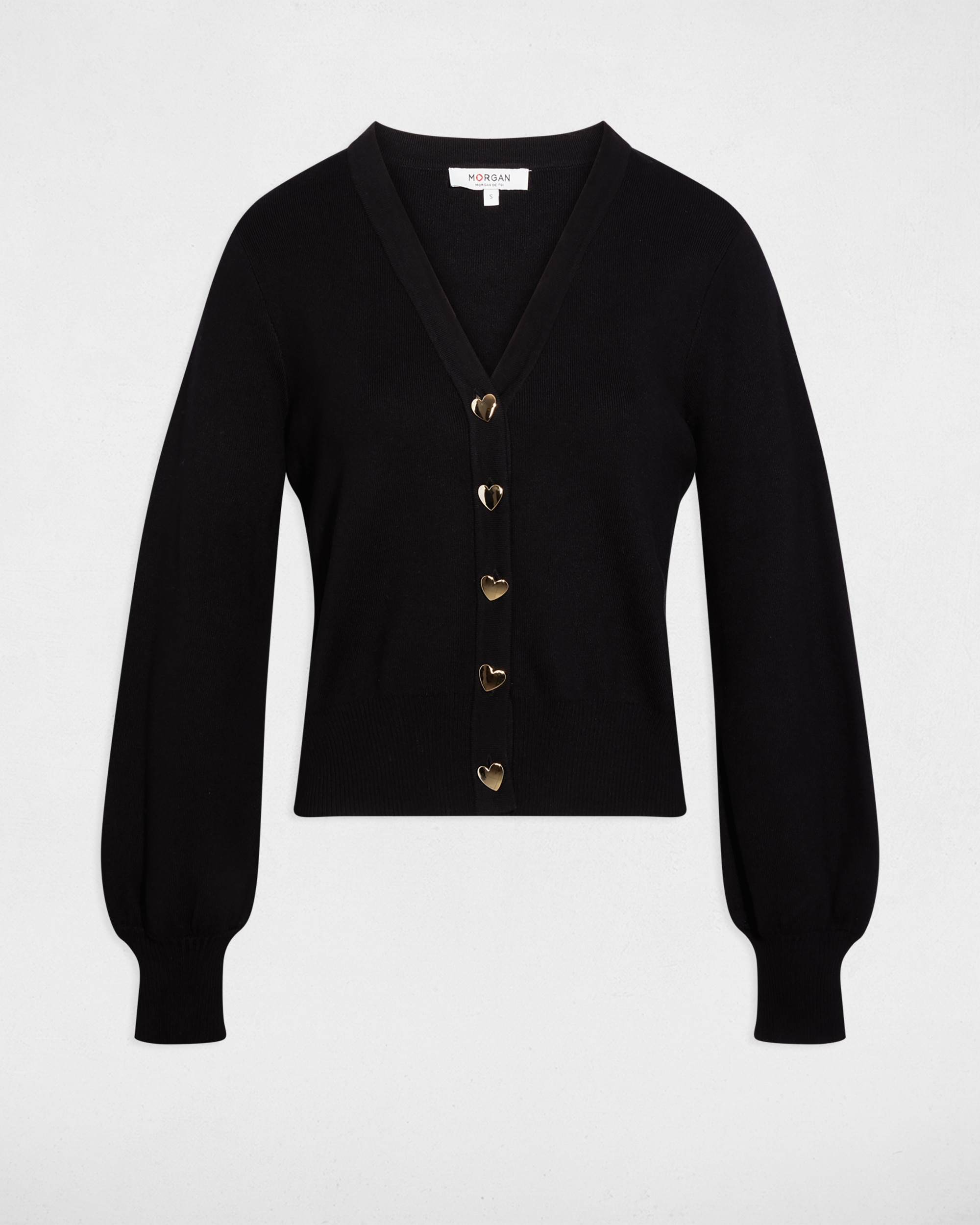 Cardigan Curto com Decote em V Preto-2